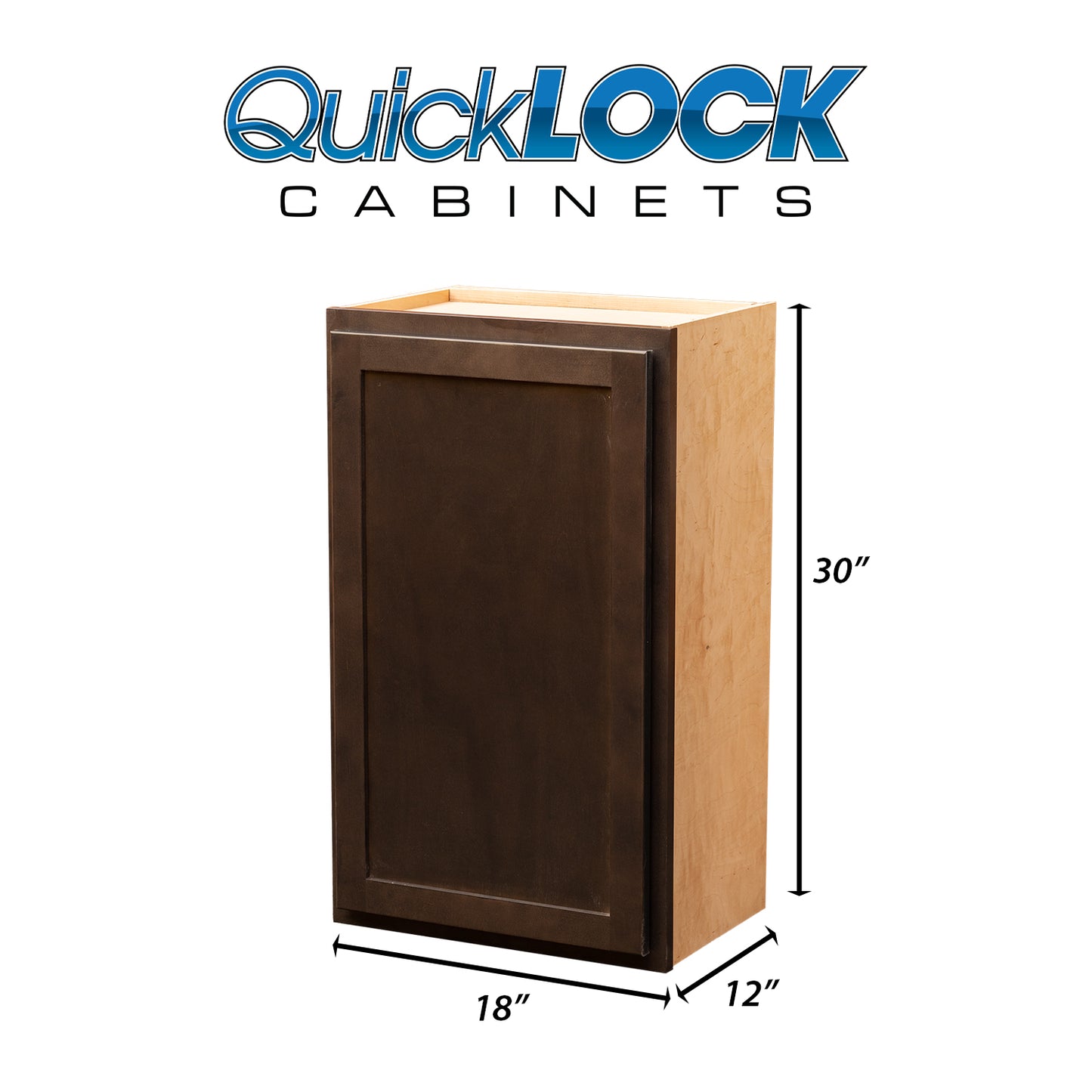 Quicklock RTA (Ready-to-Assemble) Espresso Stain 18"Wx30"Hx12"D Wall Cabinet