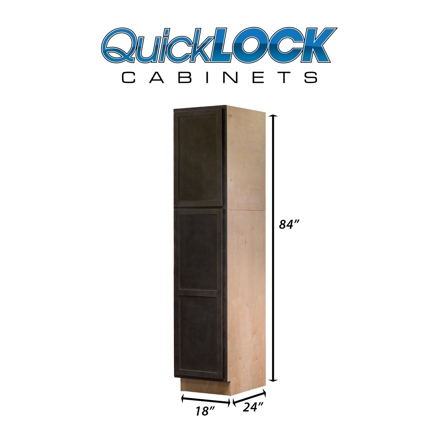 Quicklock RTA (Ready-to-Assemble) Espresso Stain Pantry Cabinet 18"Wx84"Hx24"D