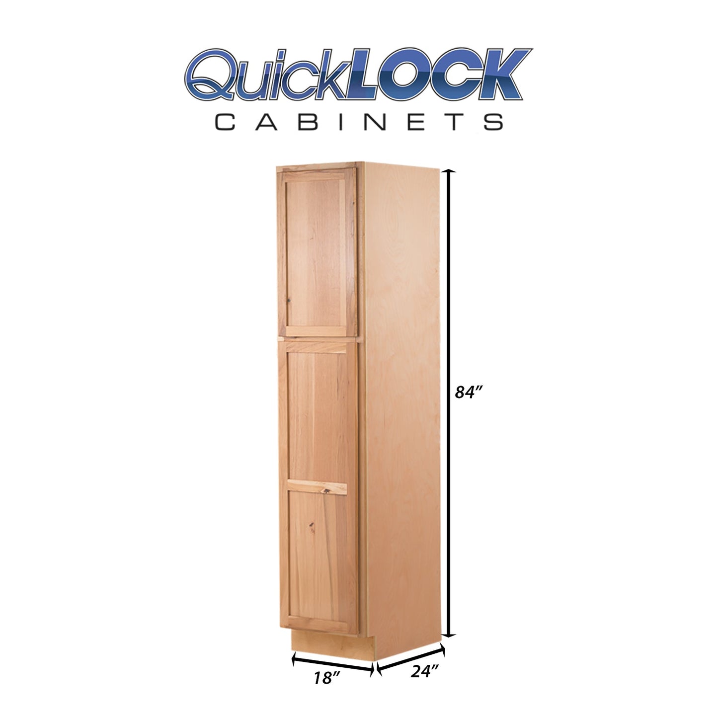Quicklock RTA (Ready-to-Assemble) Raw Hickory Pantry Cabinet 24"Wx84"Hx24"D