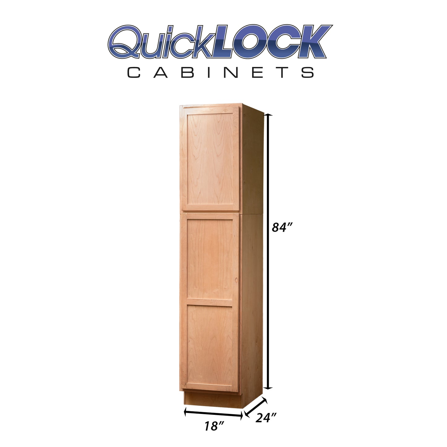 Quicklock RTA (Ready-to-Assemble) Raw Cherry Pantry Cabinet 18"Wx84"Hx24"D