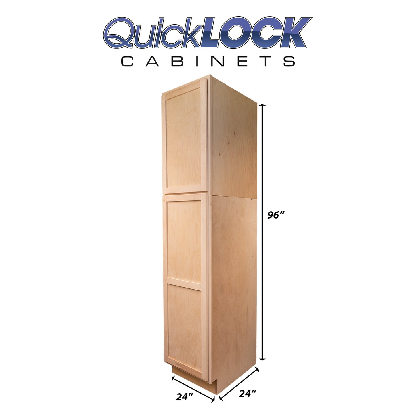 Quicklock RTA (Ready-to-Assemble) Raw Maple Pantry Cabinet 24"Wx96"Hx24"D