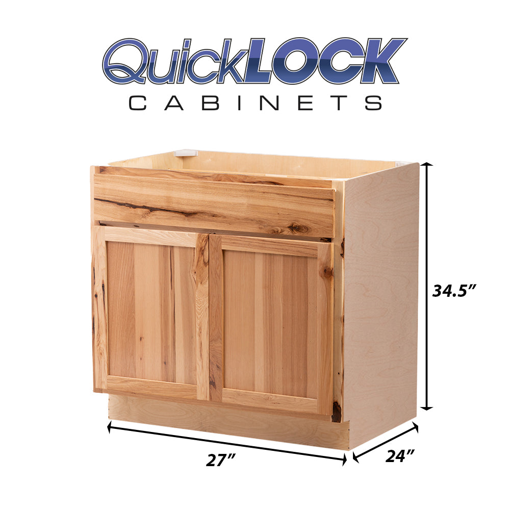 Quicklock RTA (Ready-to-Assemble) Rustic Hickory Base Cabinet | 27"Wx34.5"Hx24"D
