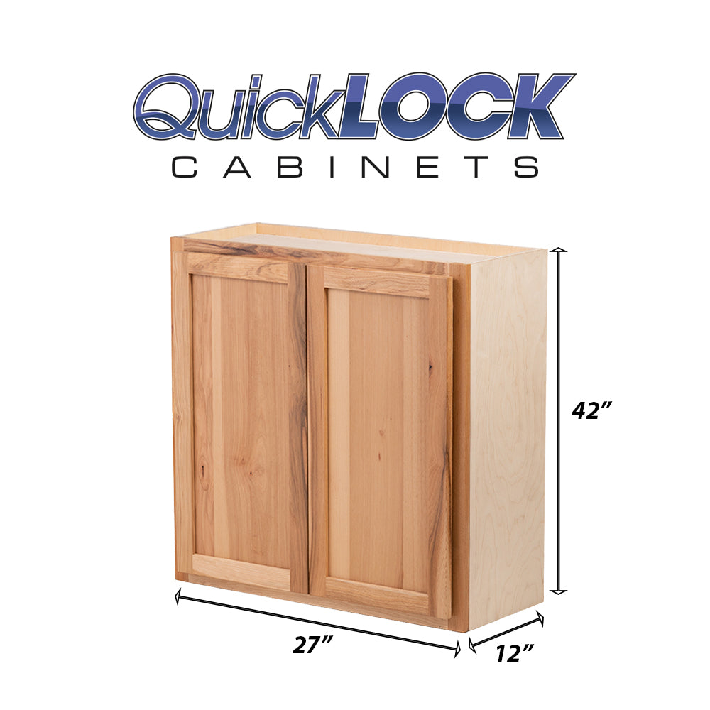 Quicklock RTA (Ready-to-Assemble) Rustic Hickory 27"Wx42"Hx12"D Wall Cabinet