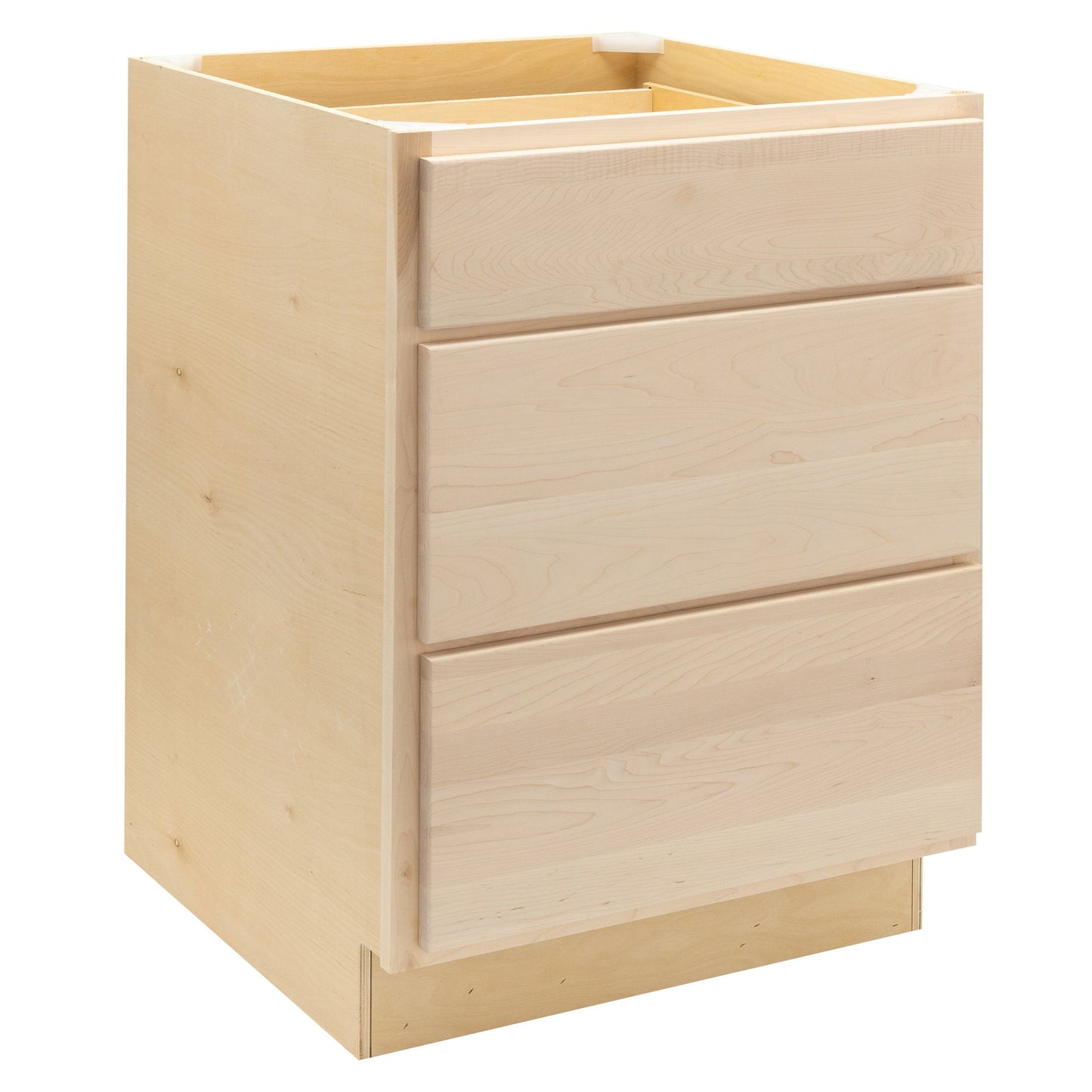 3 Drawer Kitchen Cabinet Raw Maple Base Cabinet