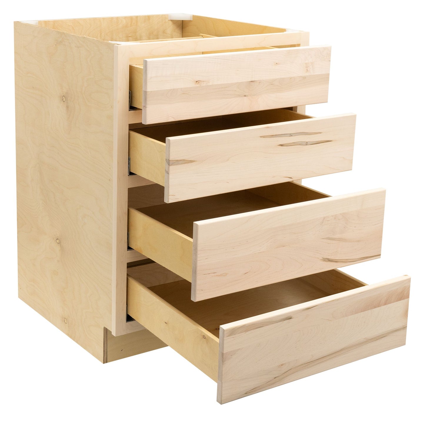4 Drawer Kitchen Cabinet Raw Maple Base Cabinet