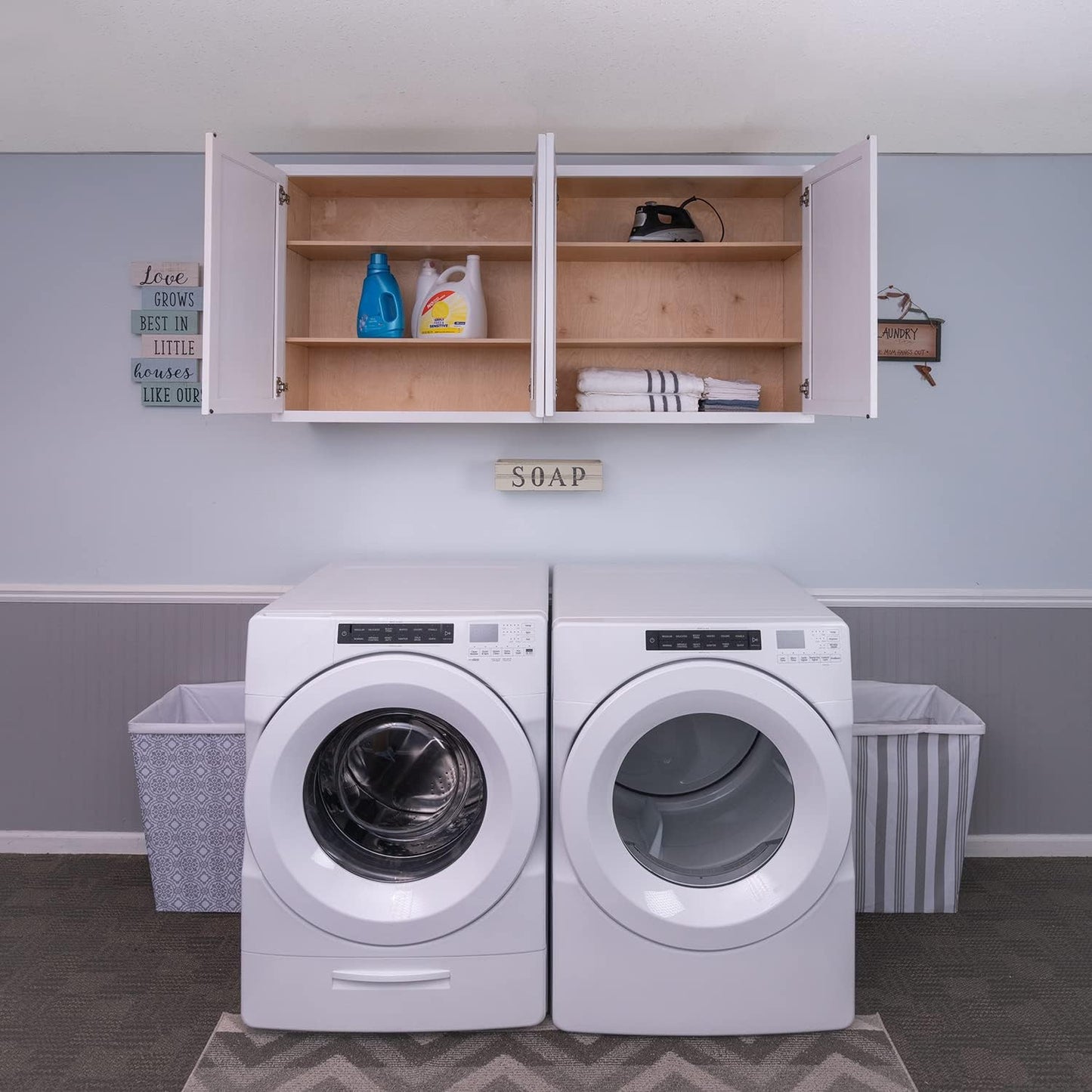 Laundry Room 2 Cabinet Set Pure White
