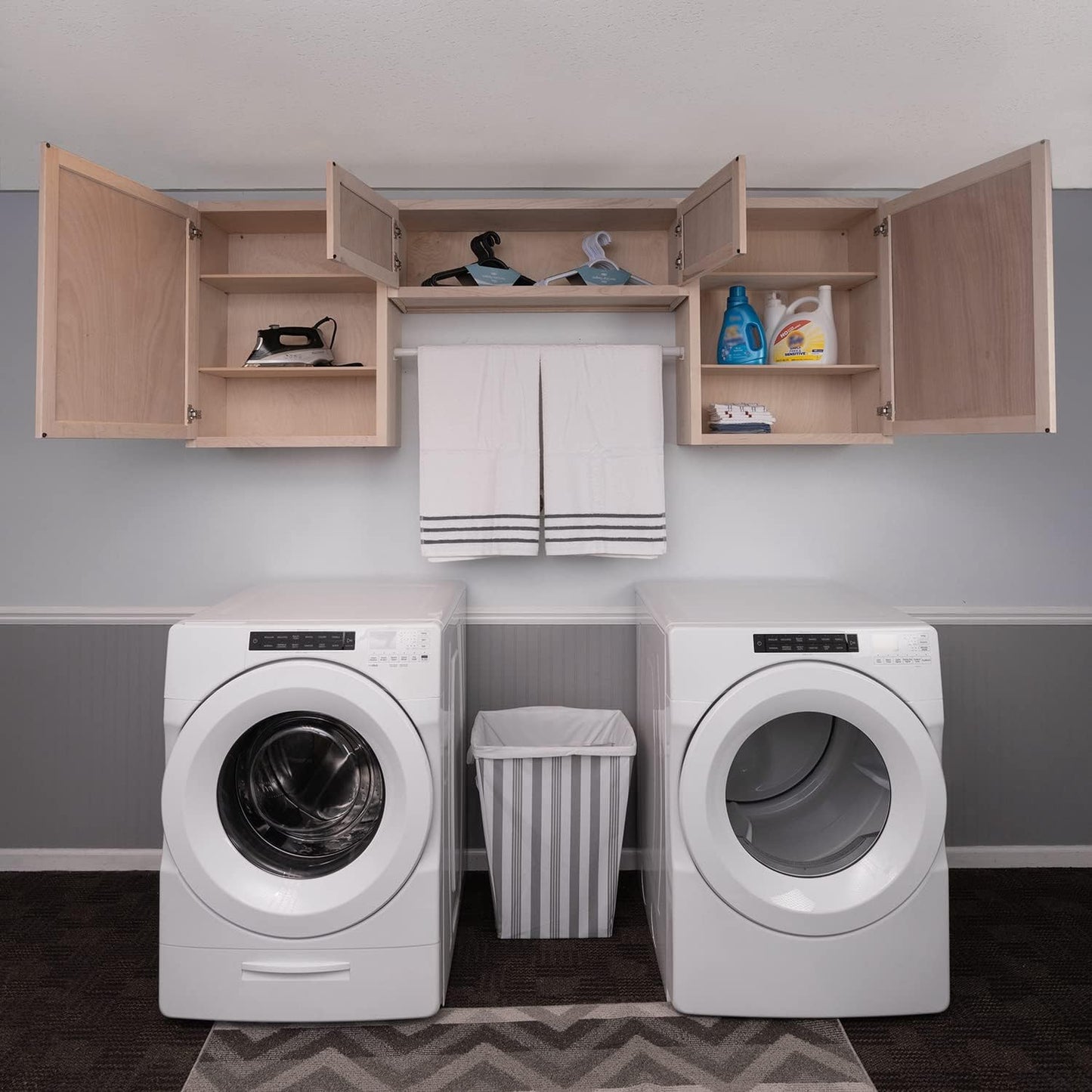 Laundry Room 3 Cabinet Set Raw Maple