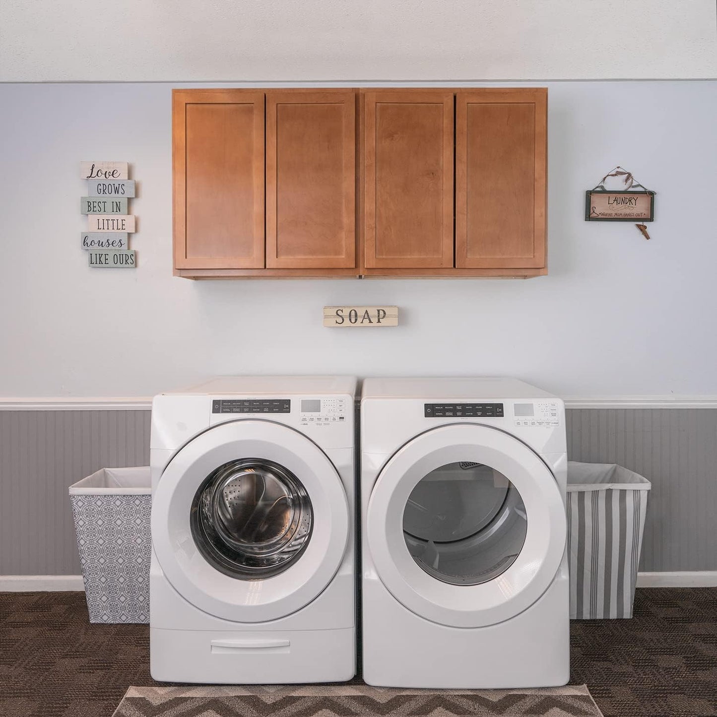 Laundry Room 2 Cabinet Set Provincial Stain