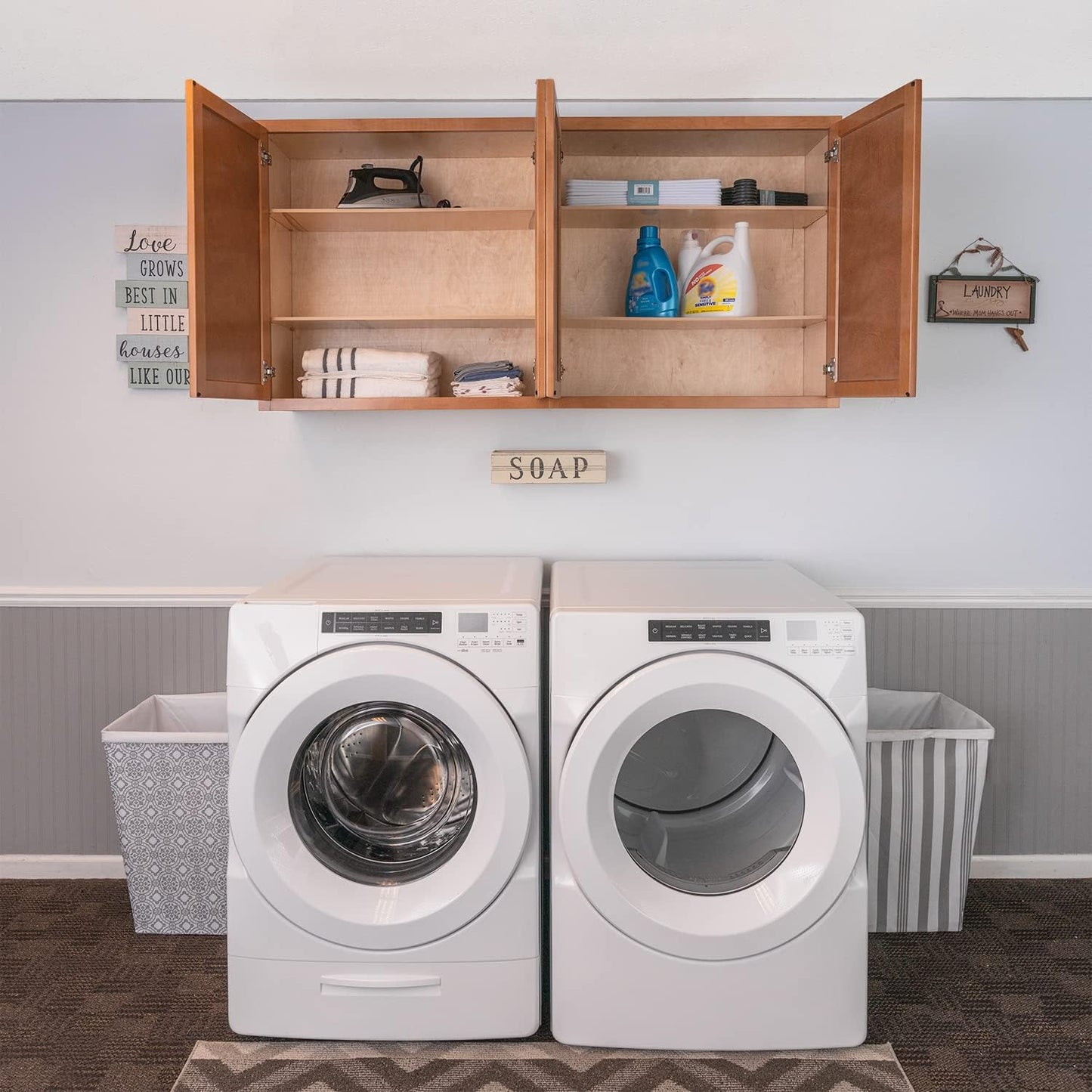 Laundry Room 2 Cabinet Set Provincial Stain