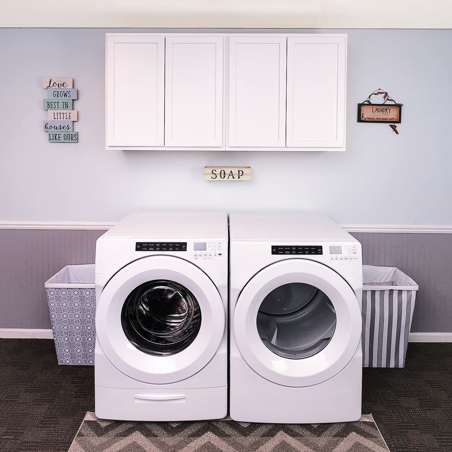 Laundry Room 2 Cabinet Set Pure White