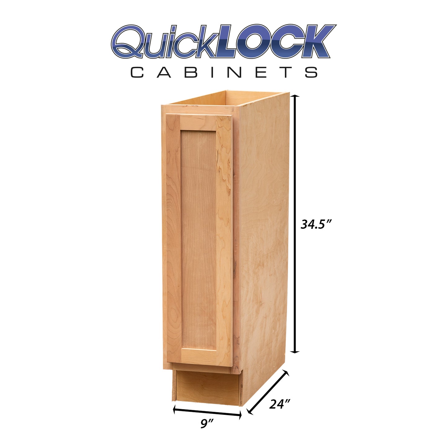 Quicklock RTA (Ready-to-Assemble) Raw Cherry Base Cabinet | 9"Wx34.5"Hx24"D