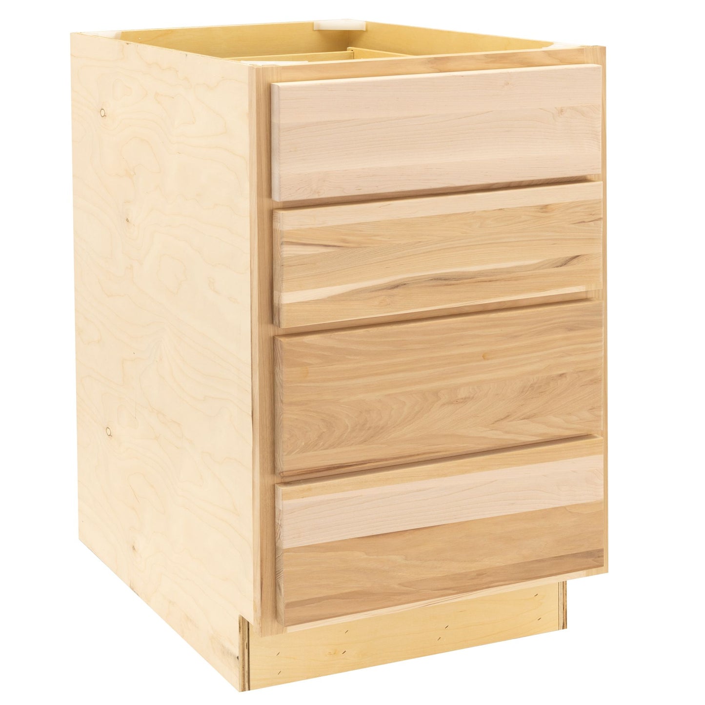 4 Drawer Kitchen Cabinet Raw Hickory Base Cabinet