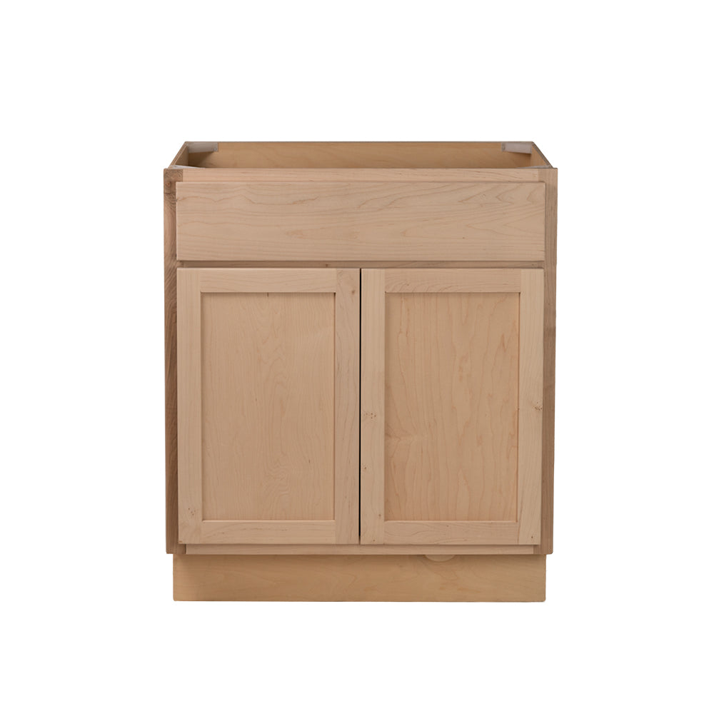 Quicklock RTA (Ready-to-Assemble) Raw Maple Base Cabinet | 27"Wx34.5"Hx24"D