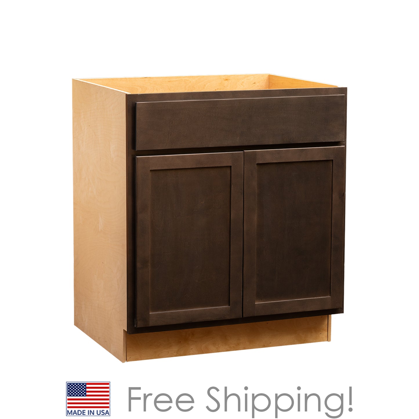 Quicklock RTA (Ready-to-Assemble) Espresso Stain Sink Base Cabinet | 36"Wx34.5"Hx24"D