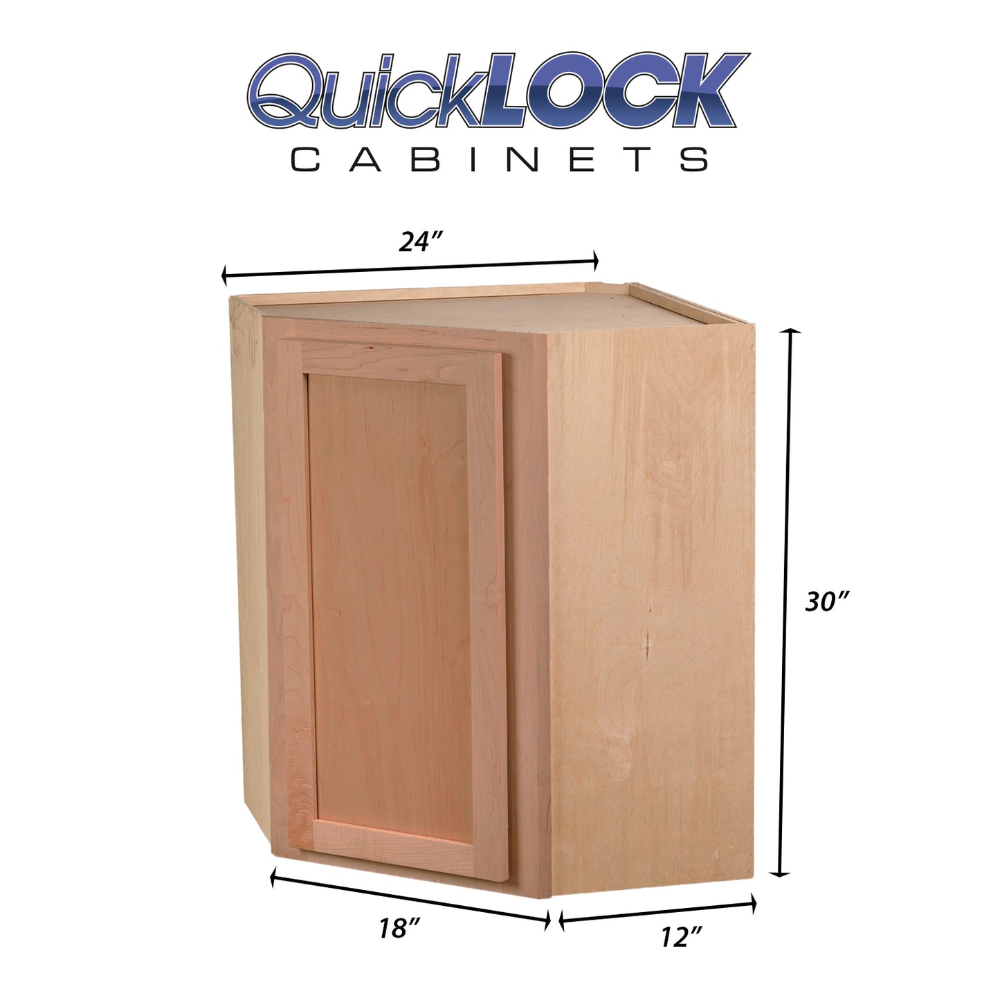 Quicklock RTA (Ready-to-Assemble) Raw Cherry 24"Wx30"Hx12"D Wall Corner Cabinet