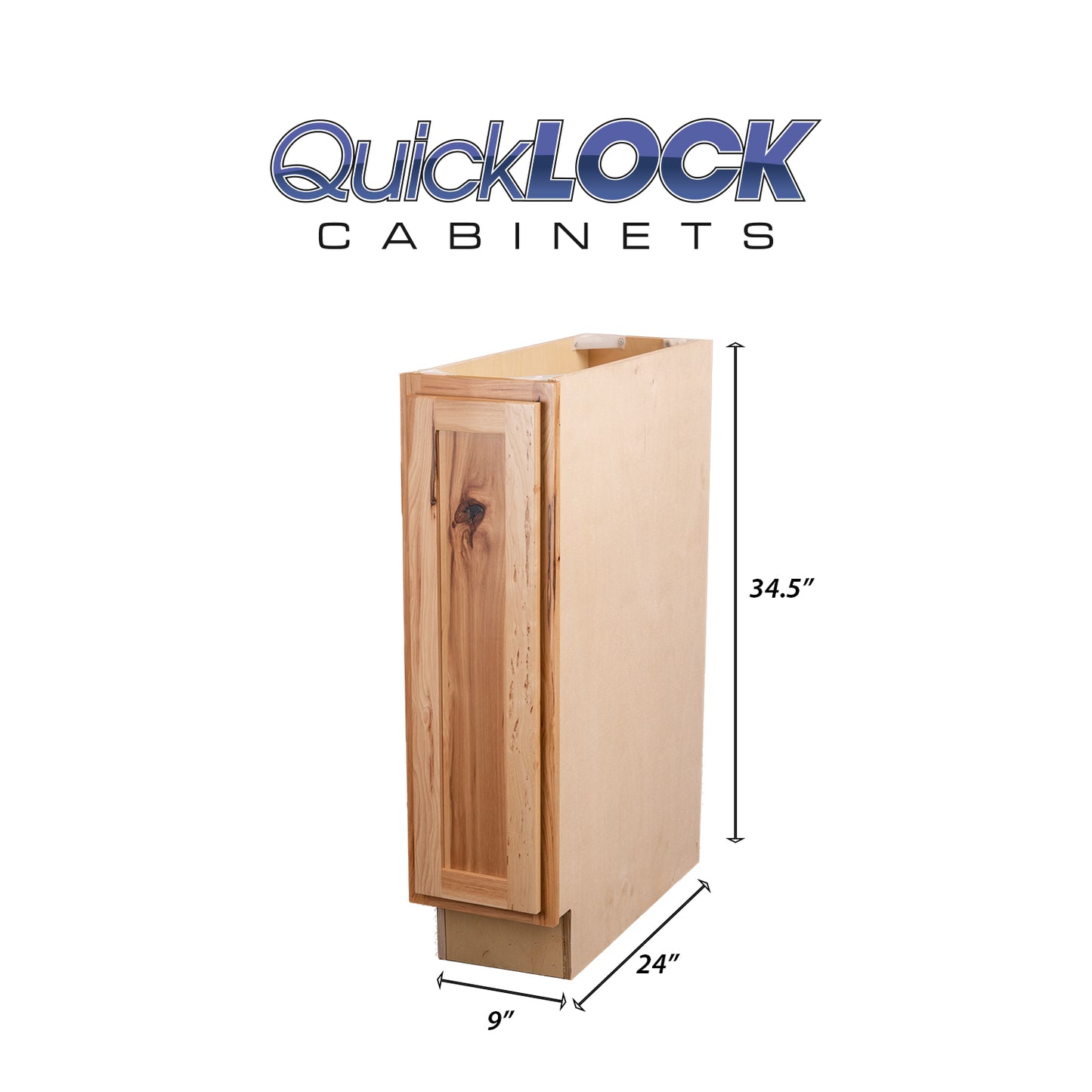 Quicklock RTA (Ready-to-Assemble) Rustic Hickory Base Cabinet | 9"Wx34.5"Hx24"D