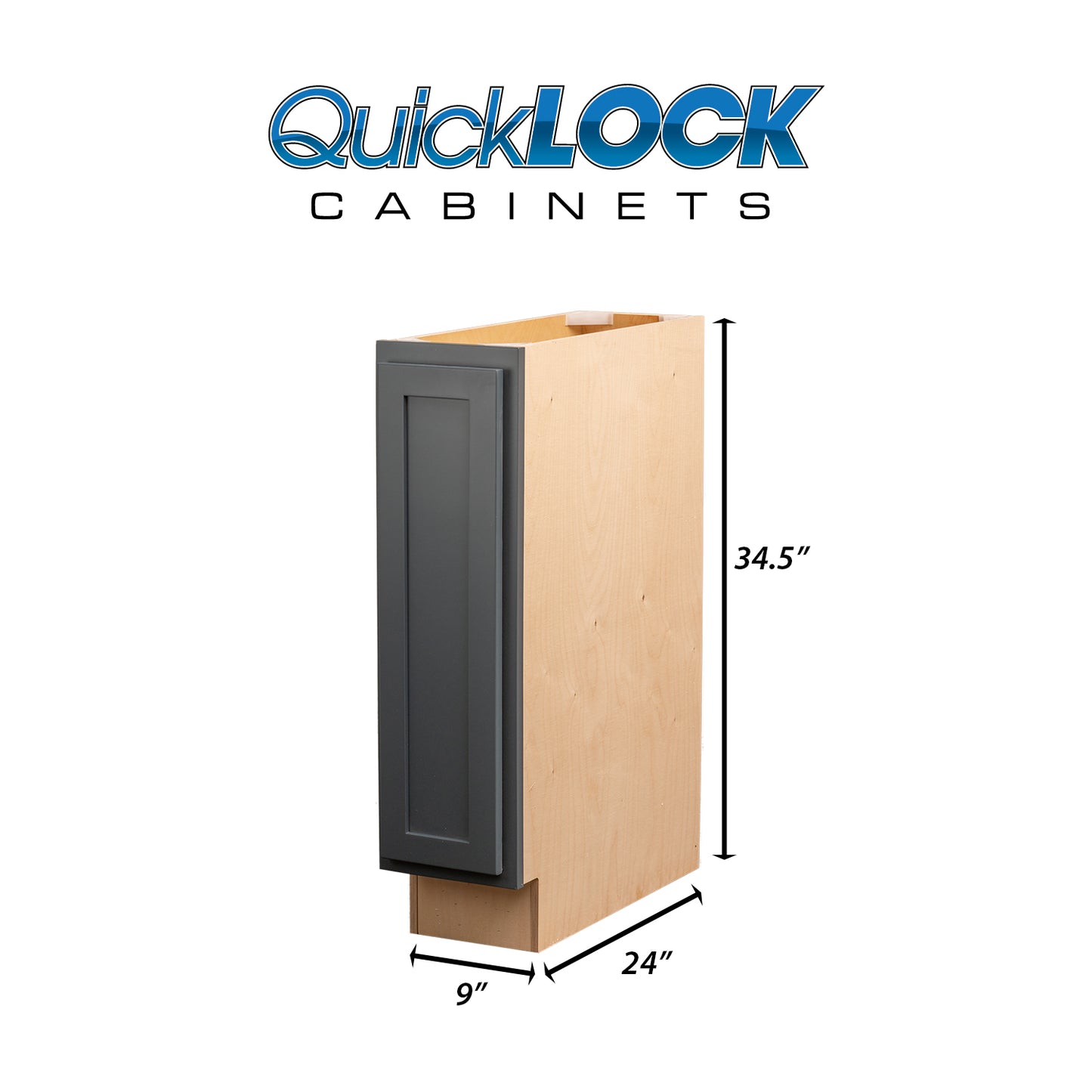 Quicklock RTA (Ready-to-Assemble) Needlepoint Navy Base Cabinet | 9"Wx34.5"Hx24"D