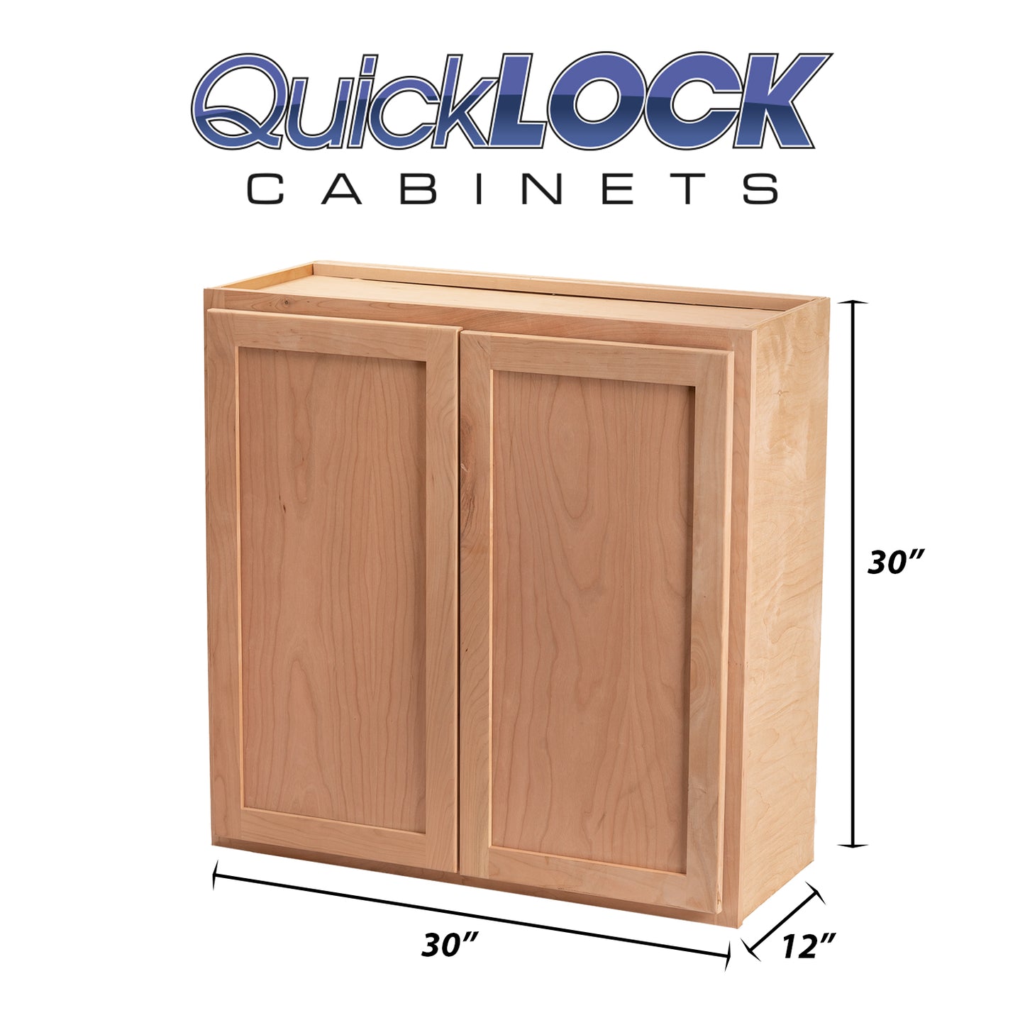 Quicklock RTA (Ready-to-Assemble) Raw Cherry 30"Wx30"Hx12"D Wall Cabinet