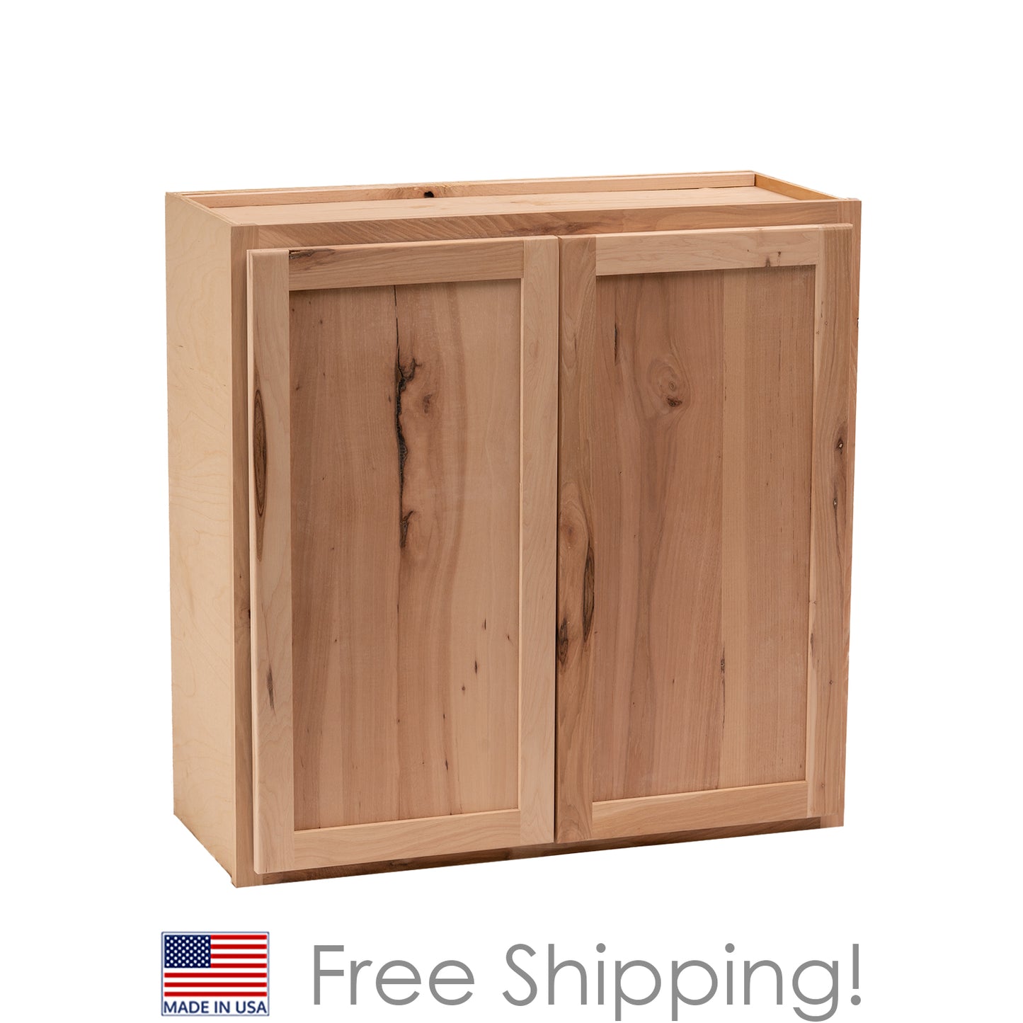 Quicklock RTA (Ready-to-Assemble) Raw Hickory 30"Wx30"Hx12"D Wall Cabinet
