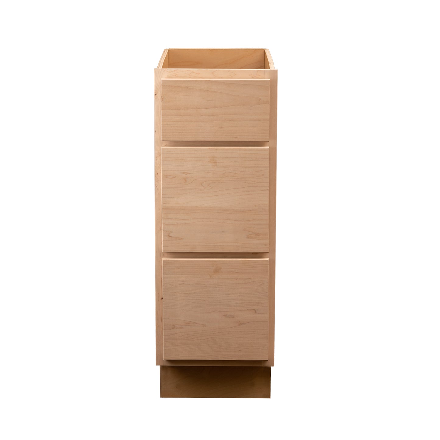 Quicklock RTA (Ready-to-Assemble) Raw Maple 3 Drawer Vanity Base Cabinet | 12"Wx34.5"Hx21"D