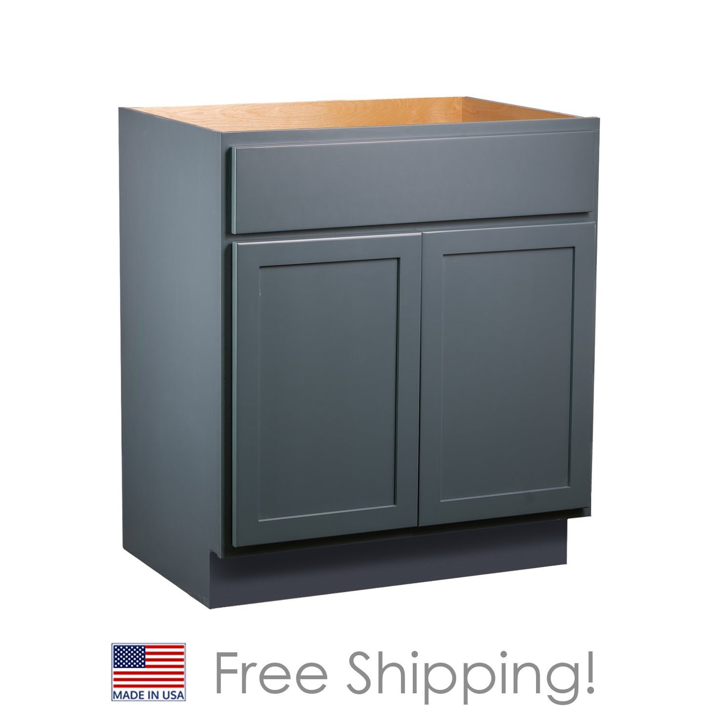 Quicklock RTA (Ready-to-Assemble) Needlepoint Navy Vanity Base Cabinet | 42"Wx34.5"Hx21"D
