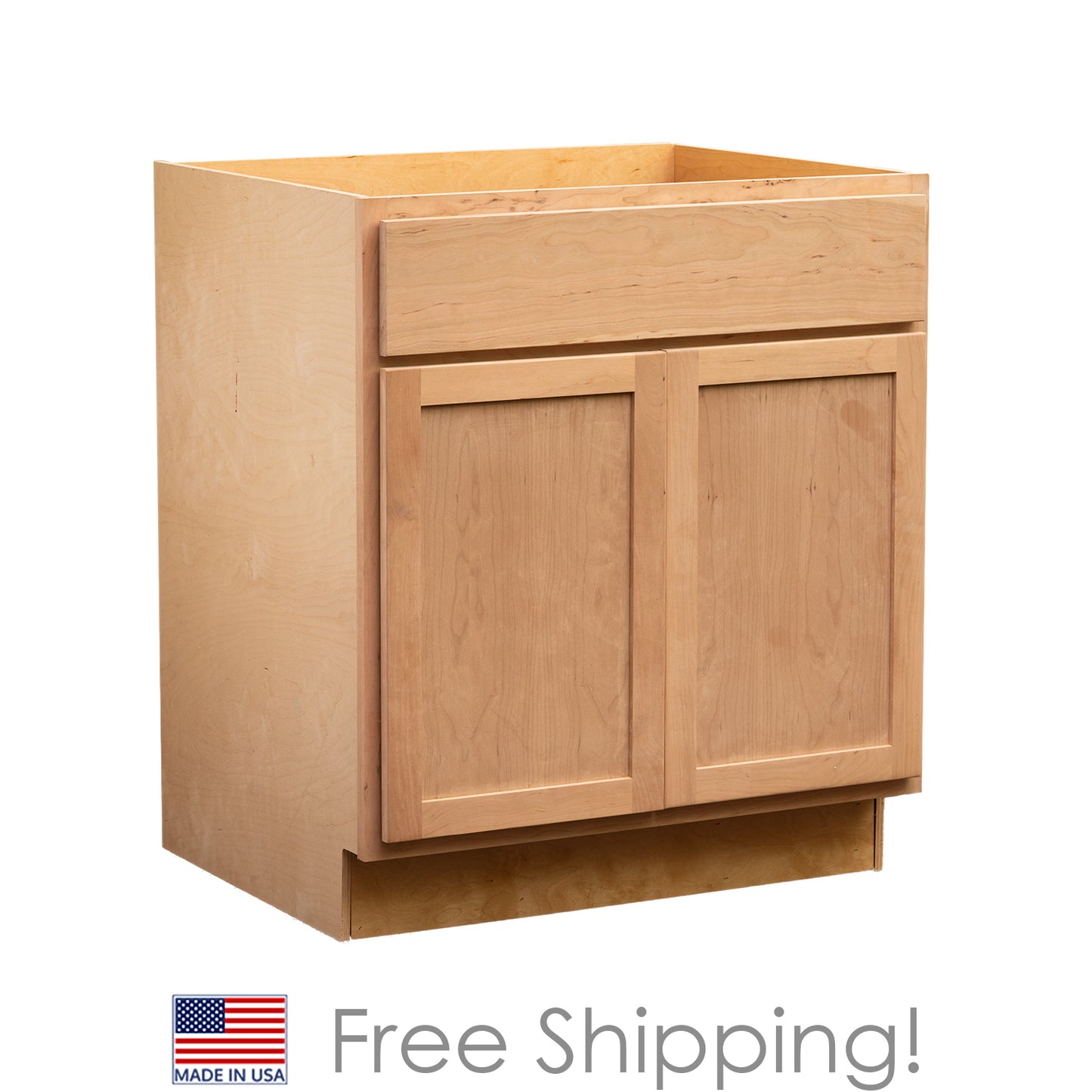 Quicklock RTA (Ready-to-Assemble) Raw Cherry Sink Base Cabinet | 36"Wx34.5"Hx24"D