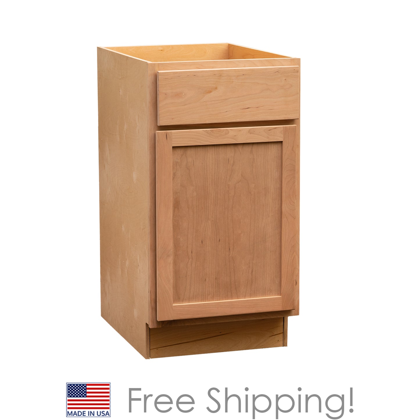 Quicklock RTA (Ready-to-Assemble) Raw Cherry Base Cabinet | 18"Wx34.5"Hx24"D