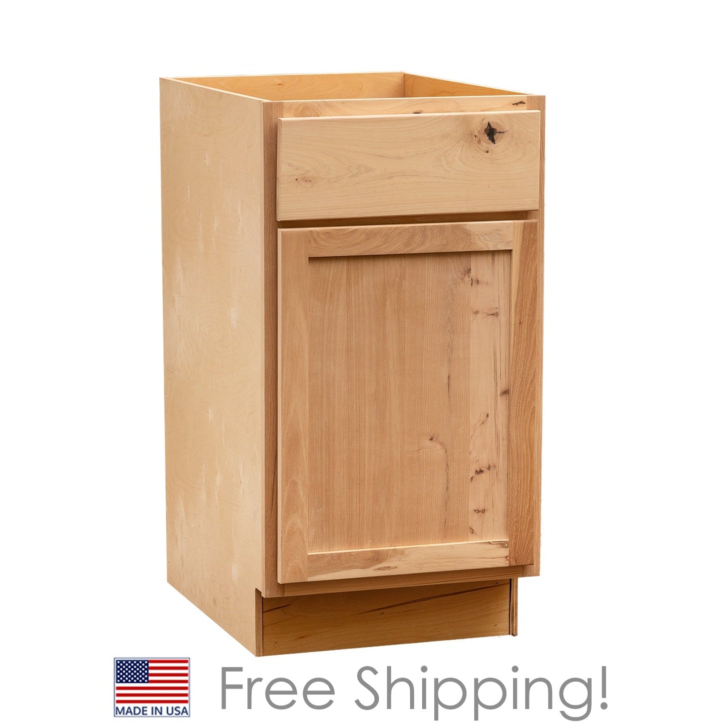 Quicklock RTA (Ready-to-Assemble) Raw Hickory Base Cabinet | 18"Wx34.5"Hx24"D