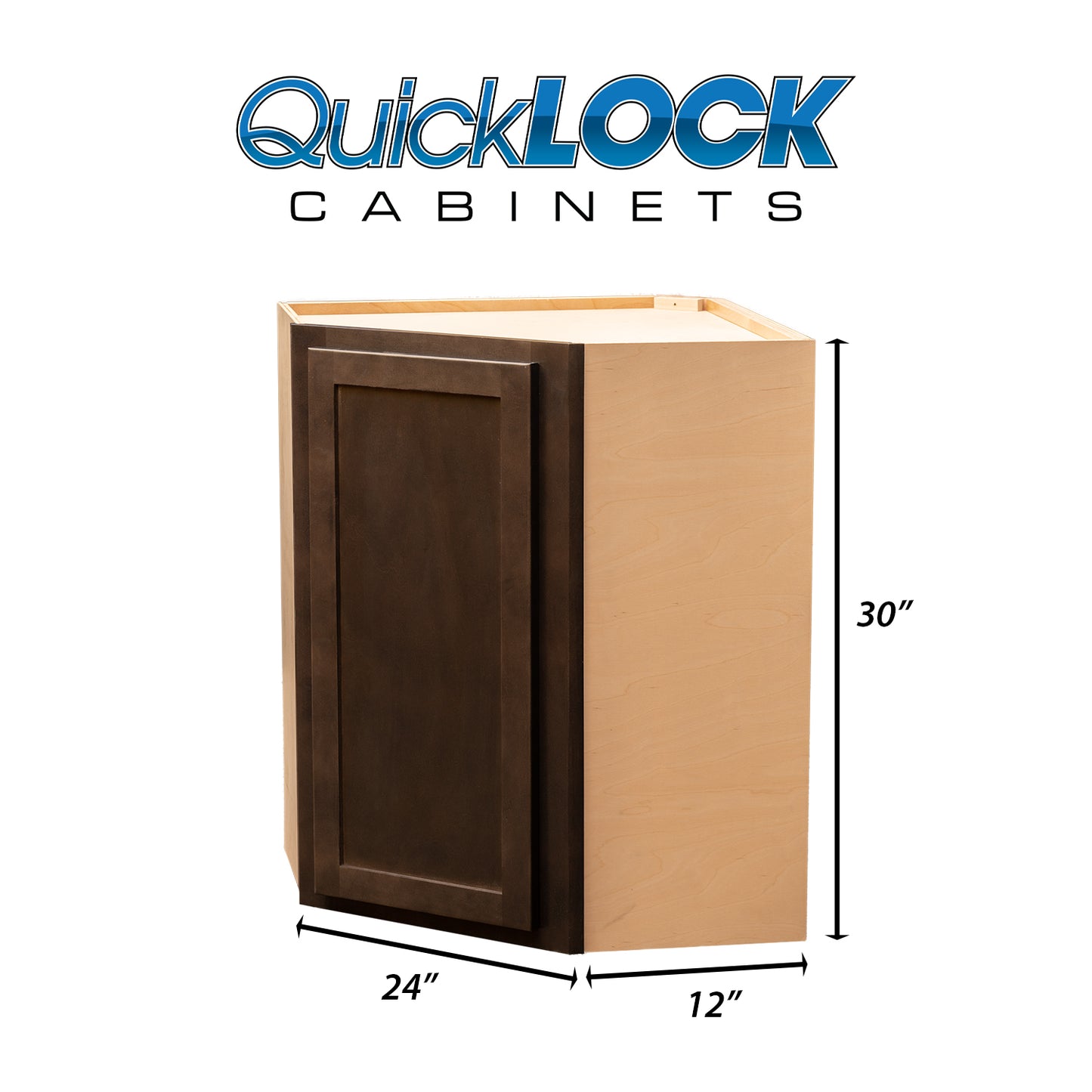 Quicklock RTA (Ready-to-Assemble) Espresso Stain 24"WX30"HX12"D Wall Corner Cabinet