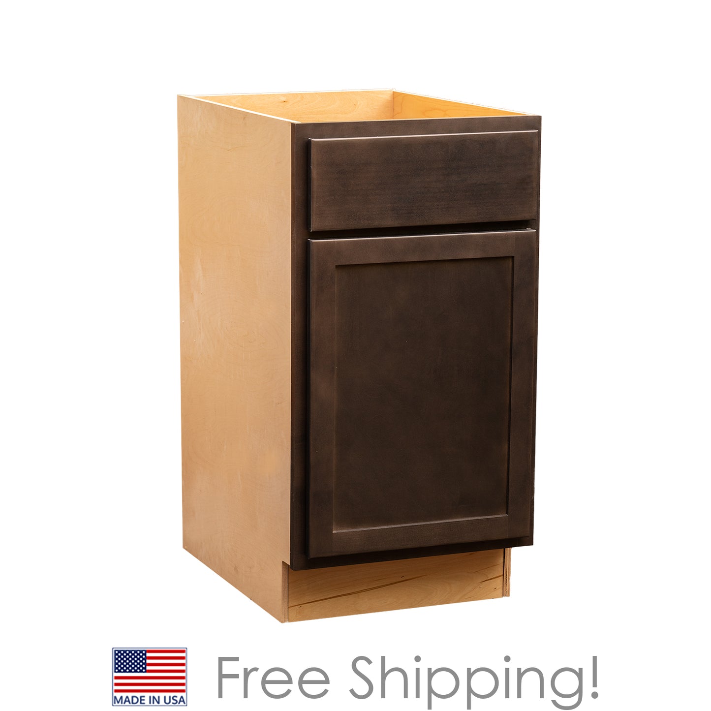 Quicklock RTA (Ready-to-Assemble) Espresso Stain Base Cabinet | 18"Wx34.5"Hx24"D