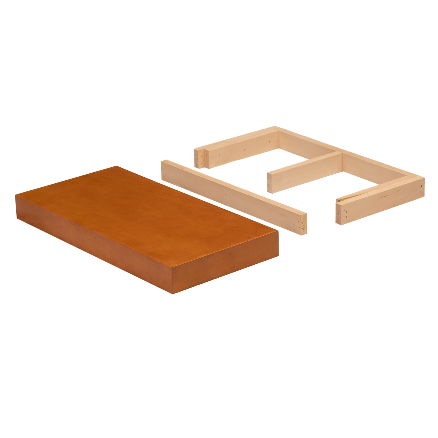 Quicklock Cabinets Floating Shelves | 2.5" Thick | Provincial Stain, 8" D x 16" W x 2.5" H | American Made | Hardwood Bracket | Complete Shelf Unit