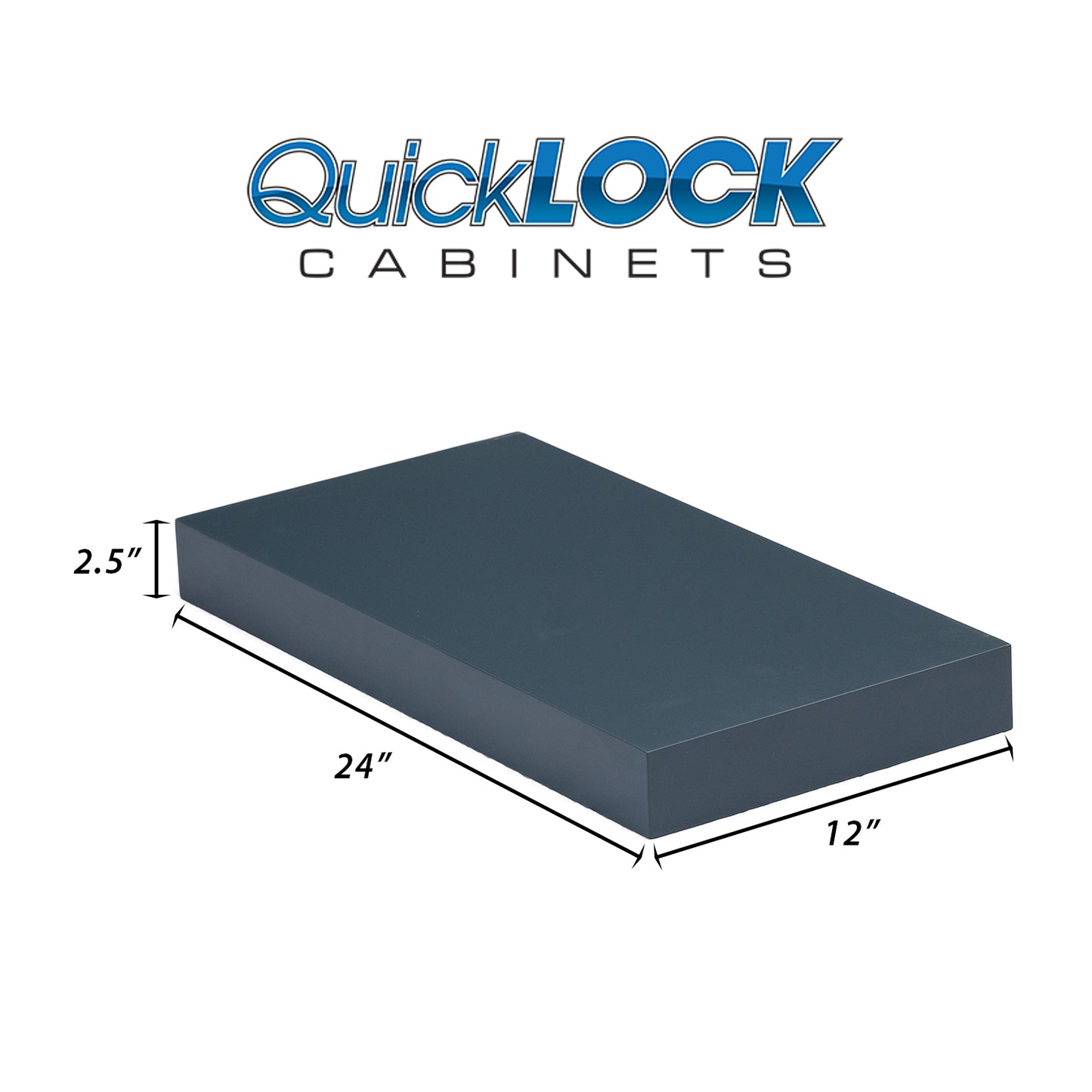 Quicklock Cabinets Floating Shelves | 2.5" Thick | Needlepoint Navy, 12" D x 24" W x 2.5" H | American Made | Hardwood Bracket | Complete Shelf Unit