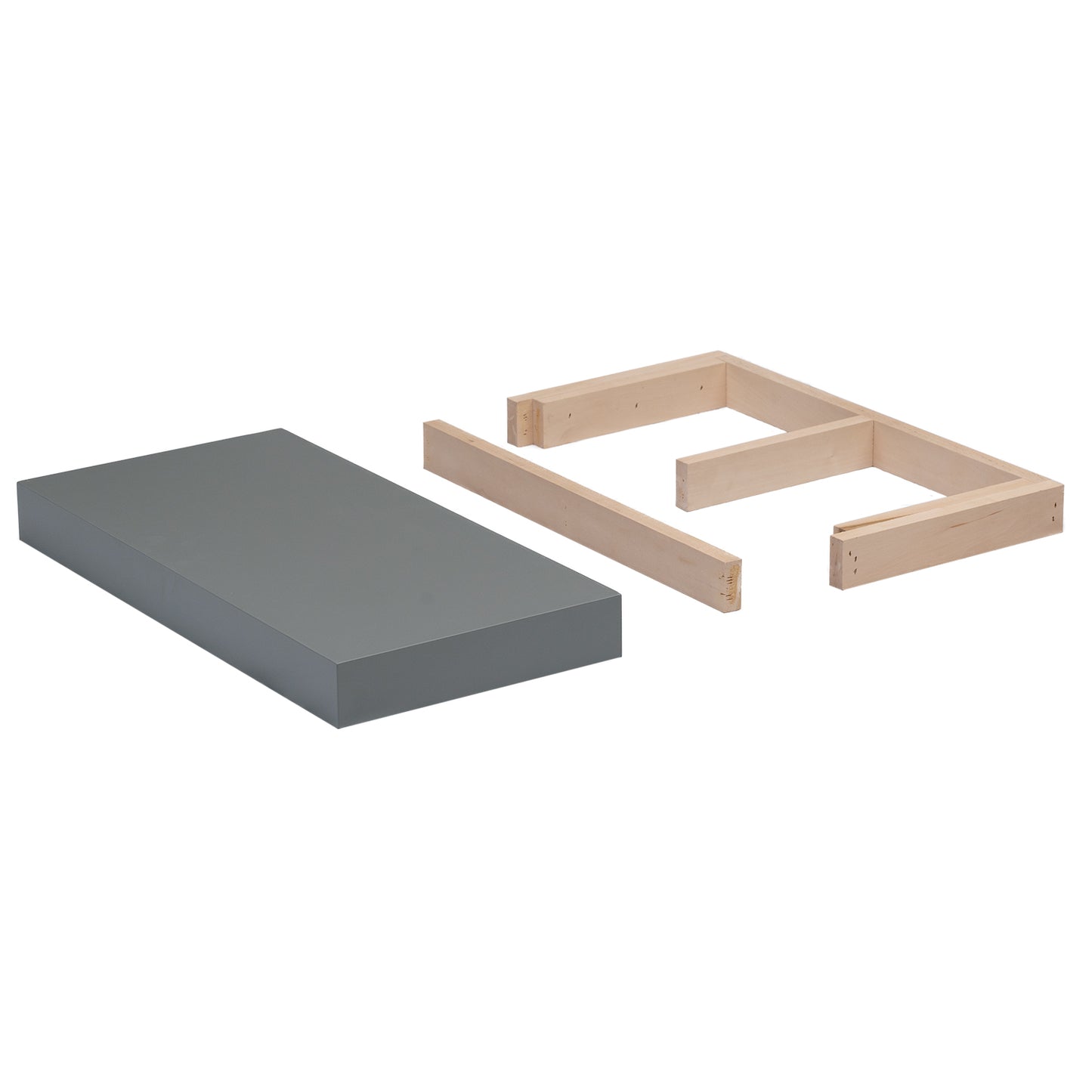 Quicklock Cabinets Floating Shelves | 2.5" Thick | Magnetic Grey, 12" D x 36" W x 2.5" H | American Made | Hardwood Bracket | Complete Shelf Unit