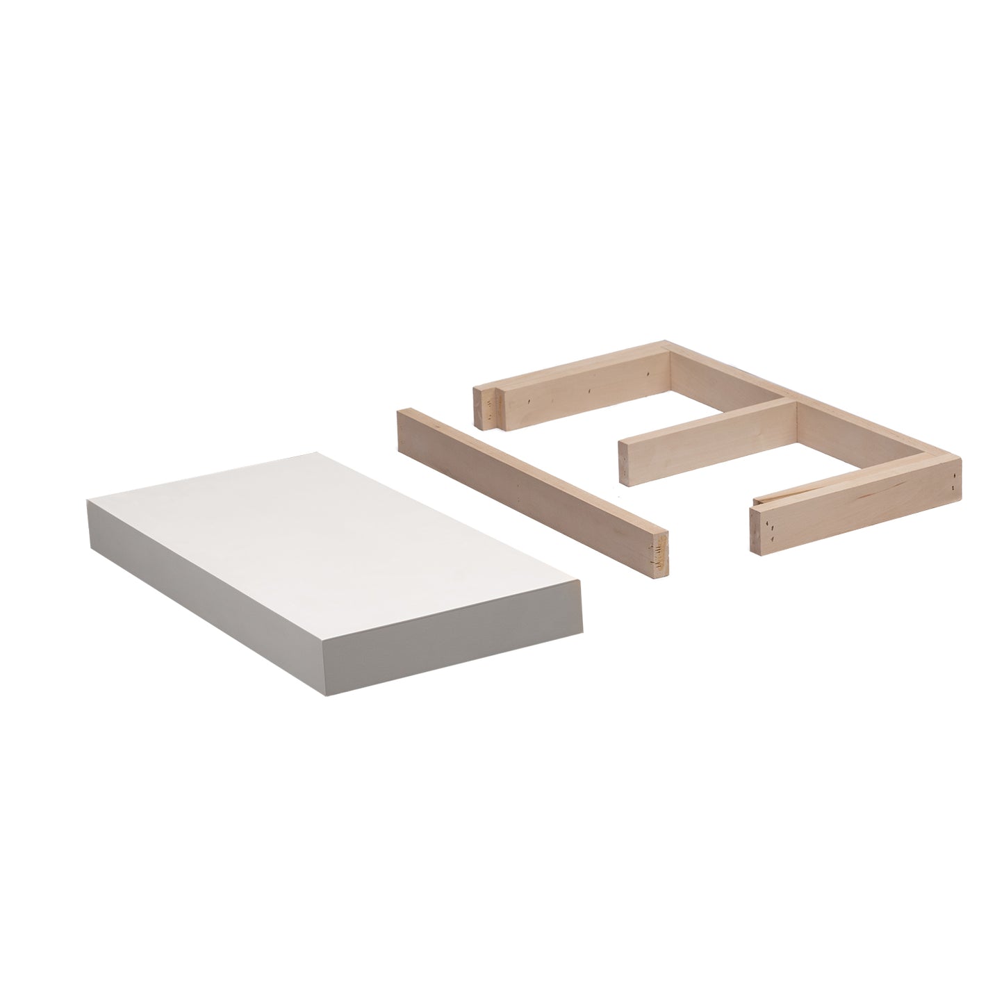 Quicklock Cabinets Floating Shelves | 2.5" Thick | Pure White, 8" D x 16" W x 2.5" H | American Made | Hardwood Bracket | Complete Shelf Unit