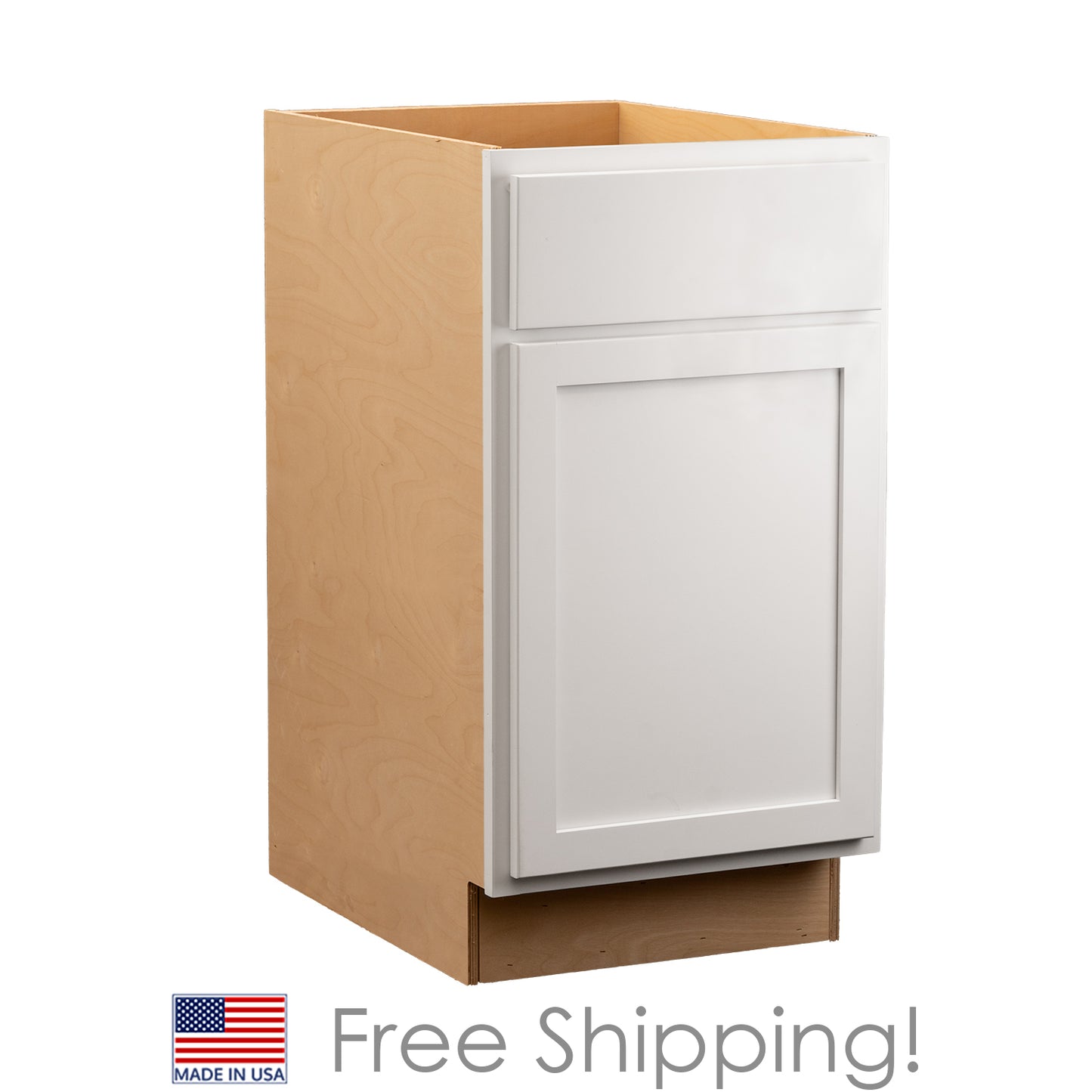 Quicklock RTA (Ready-to-Assemble) Pure White Waste Basket Base Cabinet | 18"Wx34.5"Hx24"D