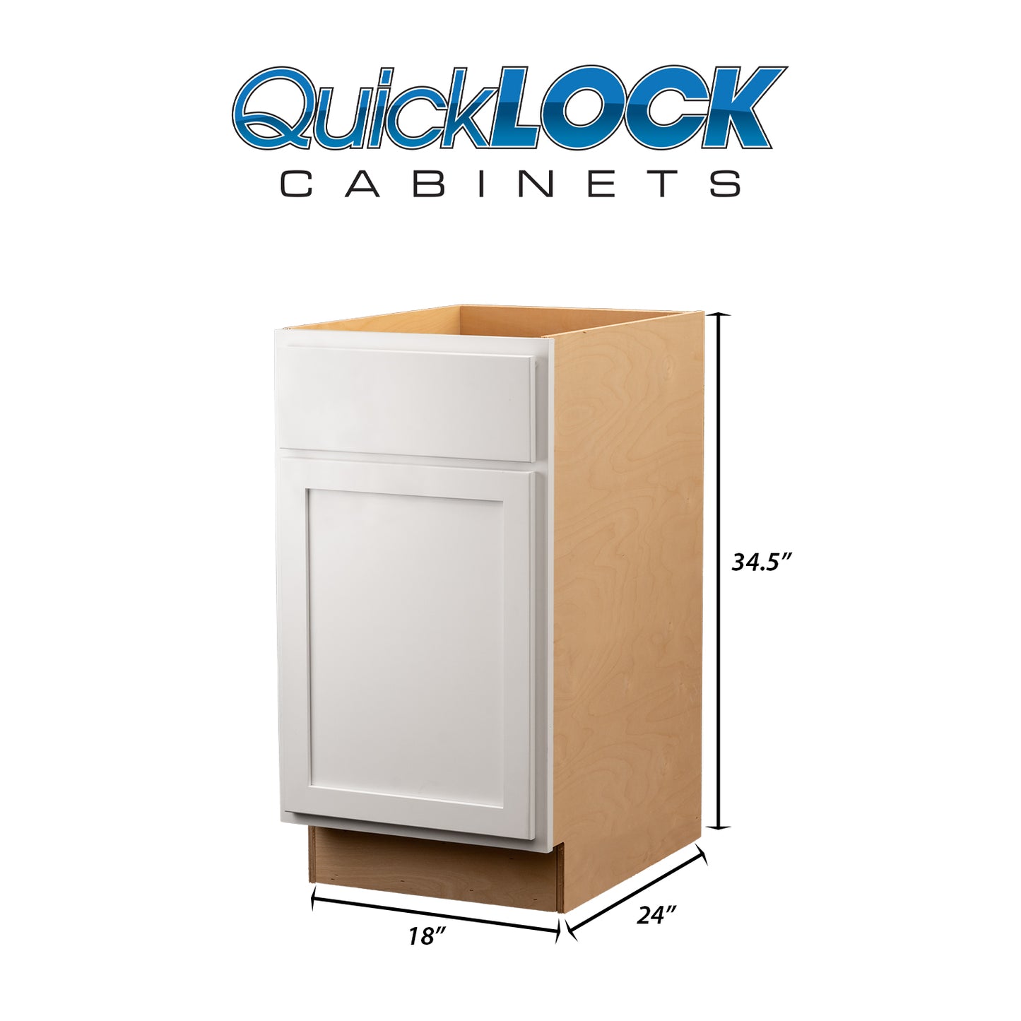 Quicklock RTA (Ready-to-Assemble) Pure White Waste Basket Base Cabinet | 18"Wx34.5"Hx24"D