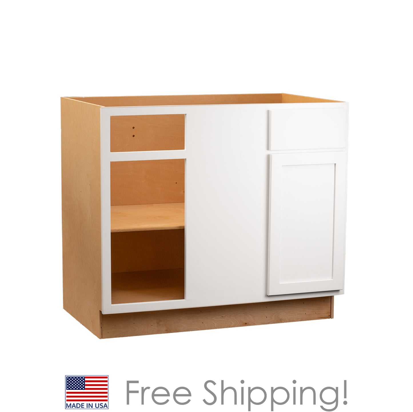 Quicklock RTA (Ready-to-Assemble) Pure White Blind Corner Base Cabinet | 42"Wx34.5"Hx24"D