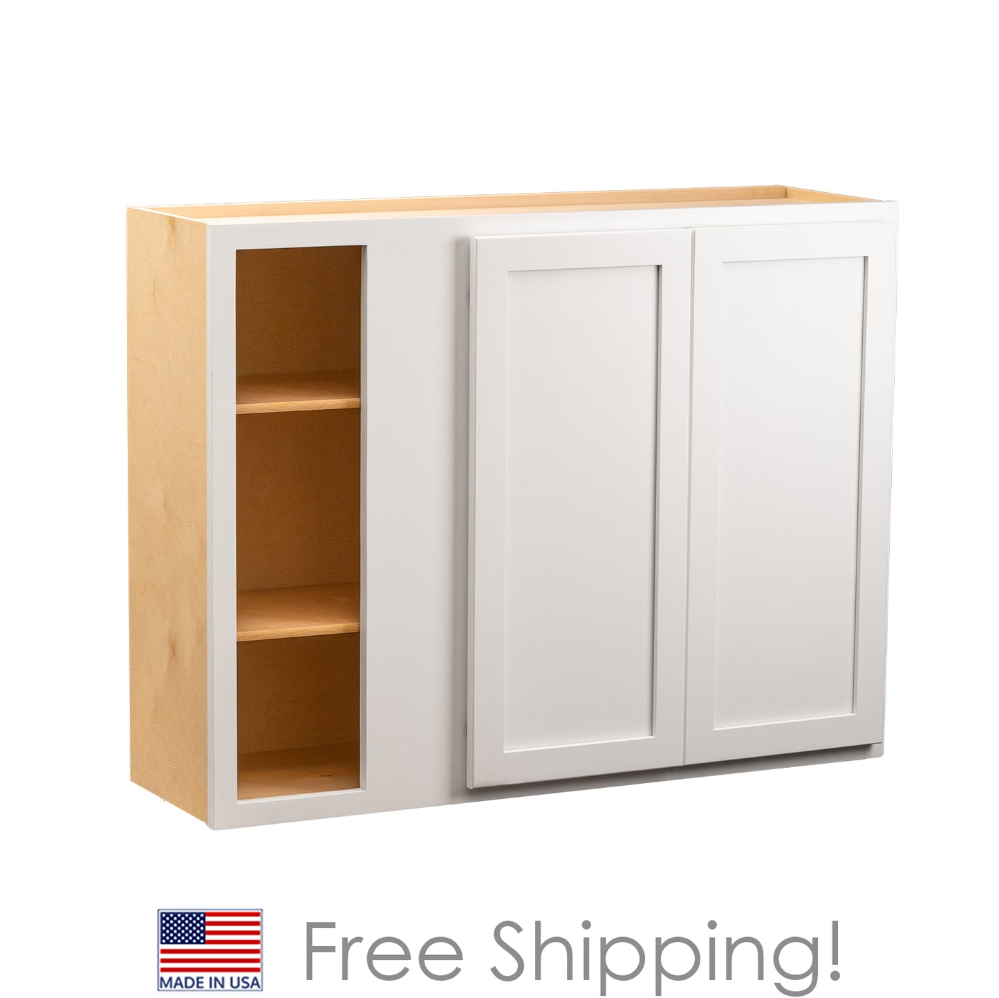 Quicklock RTA (Ready-to-Assemble) Pure White 42"Wx30"Hx12"D Blind Corner Wall Cabinet