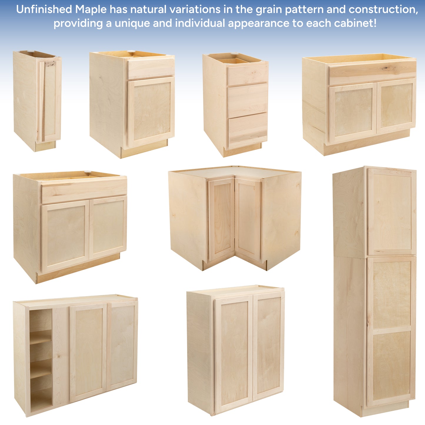 Kitchen Cabinet Set Raw Maple - Large