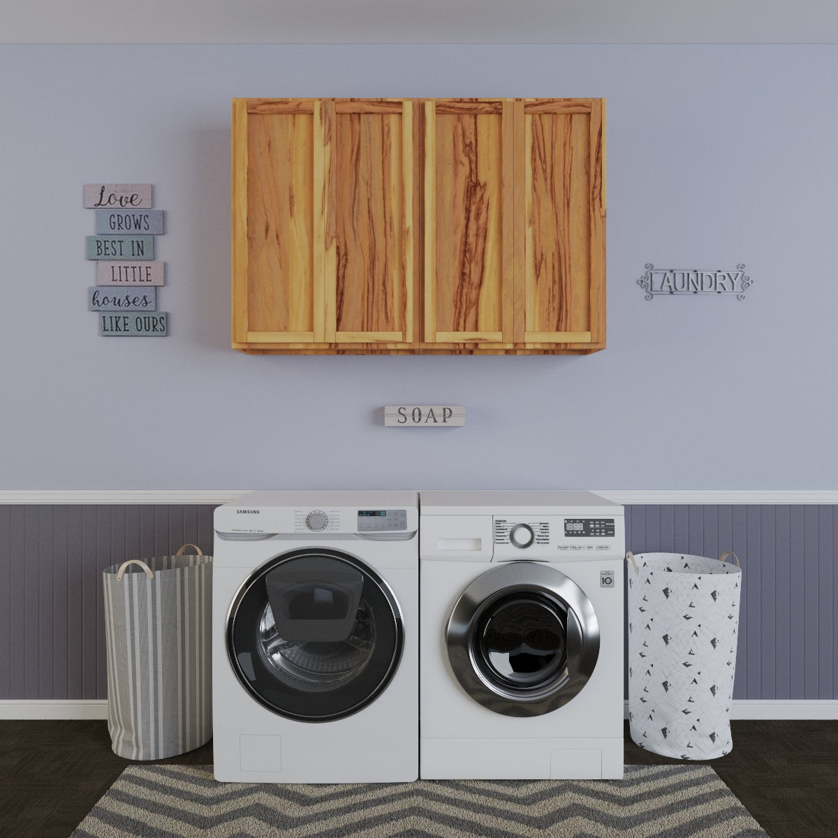 Laundry Room 2 Cabinet Set Rustic Hickory