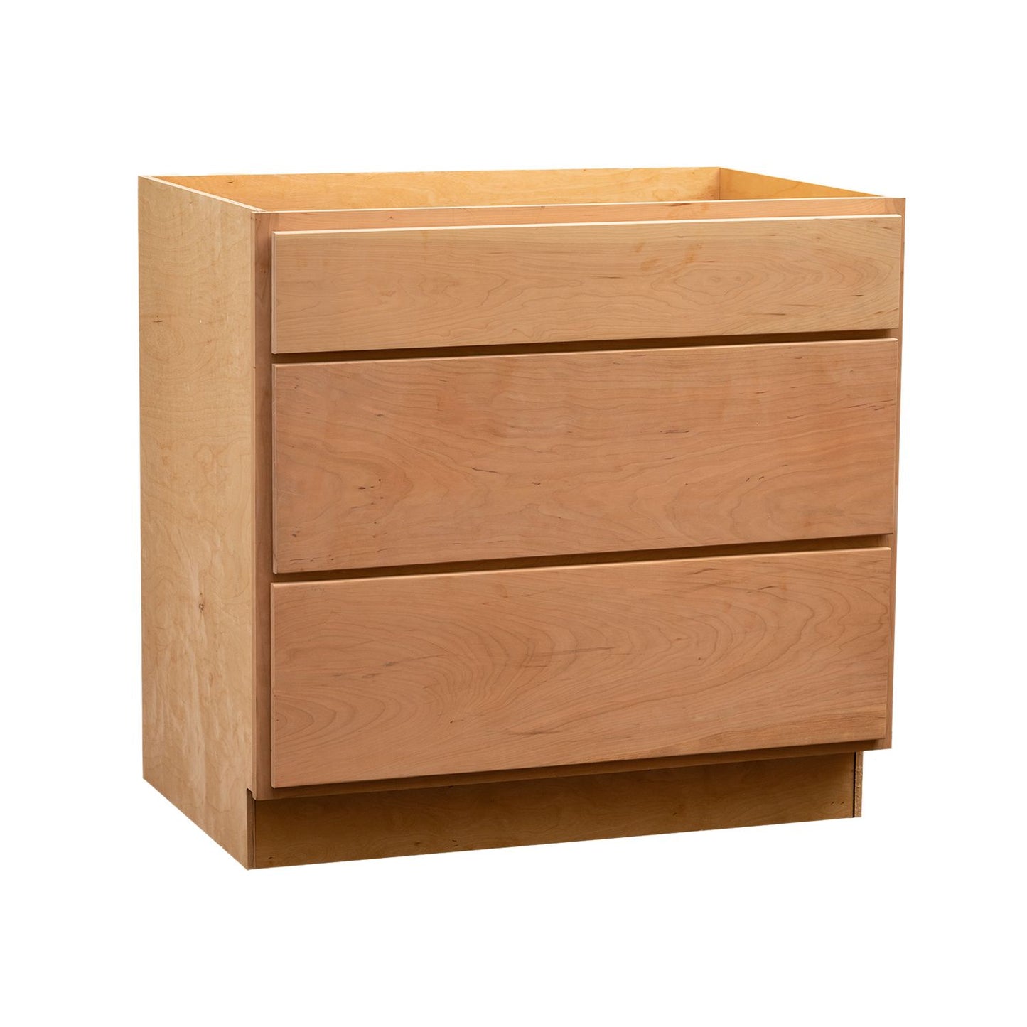 3 Drawer Kitchen Cabinet Raw Cherry Base Cabinet
