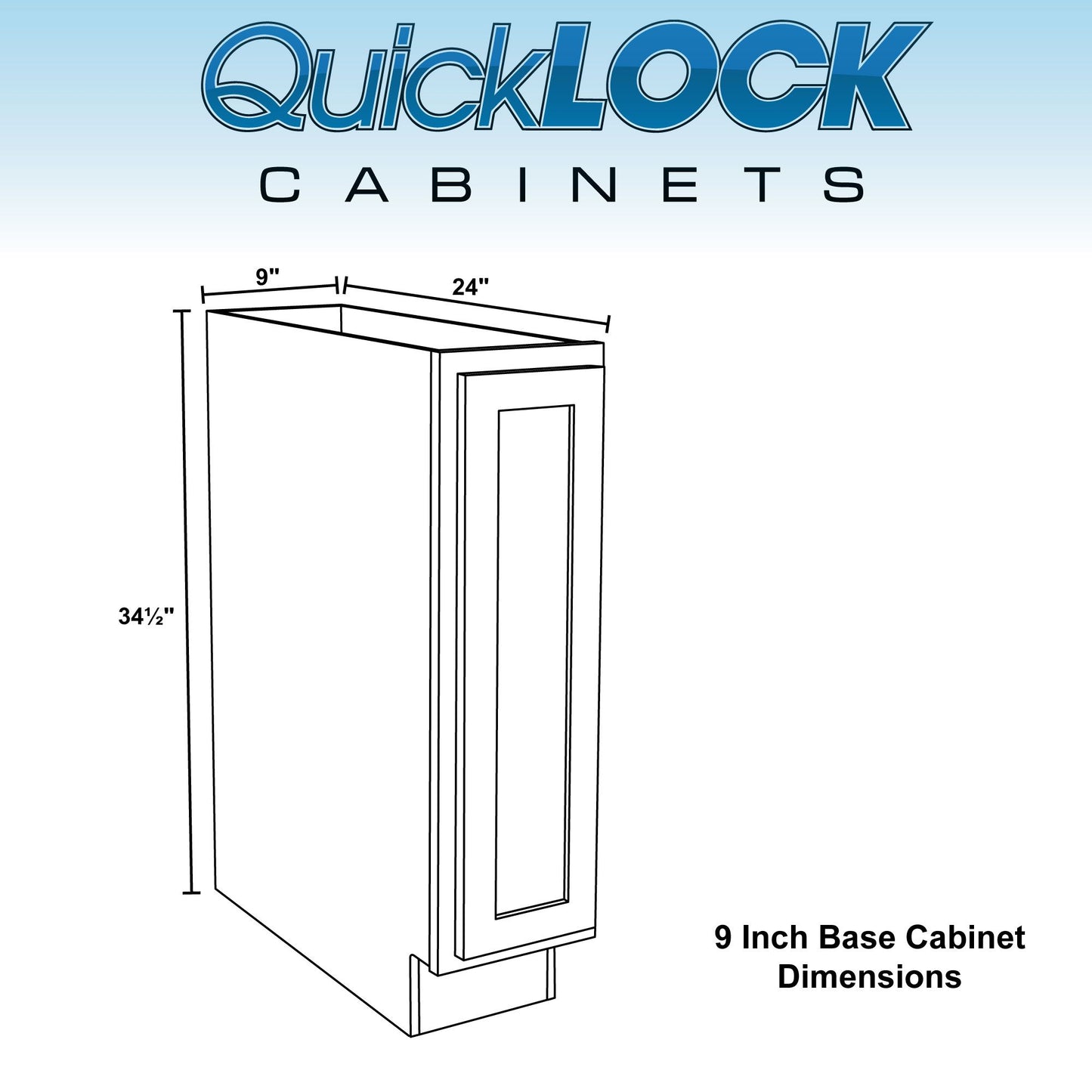 9" Kitchen Cabinet Raw Hickory Base Cabinet