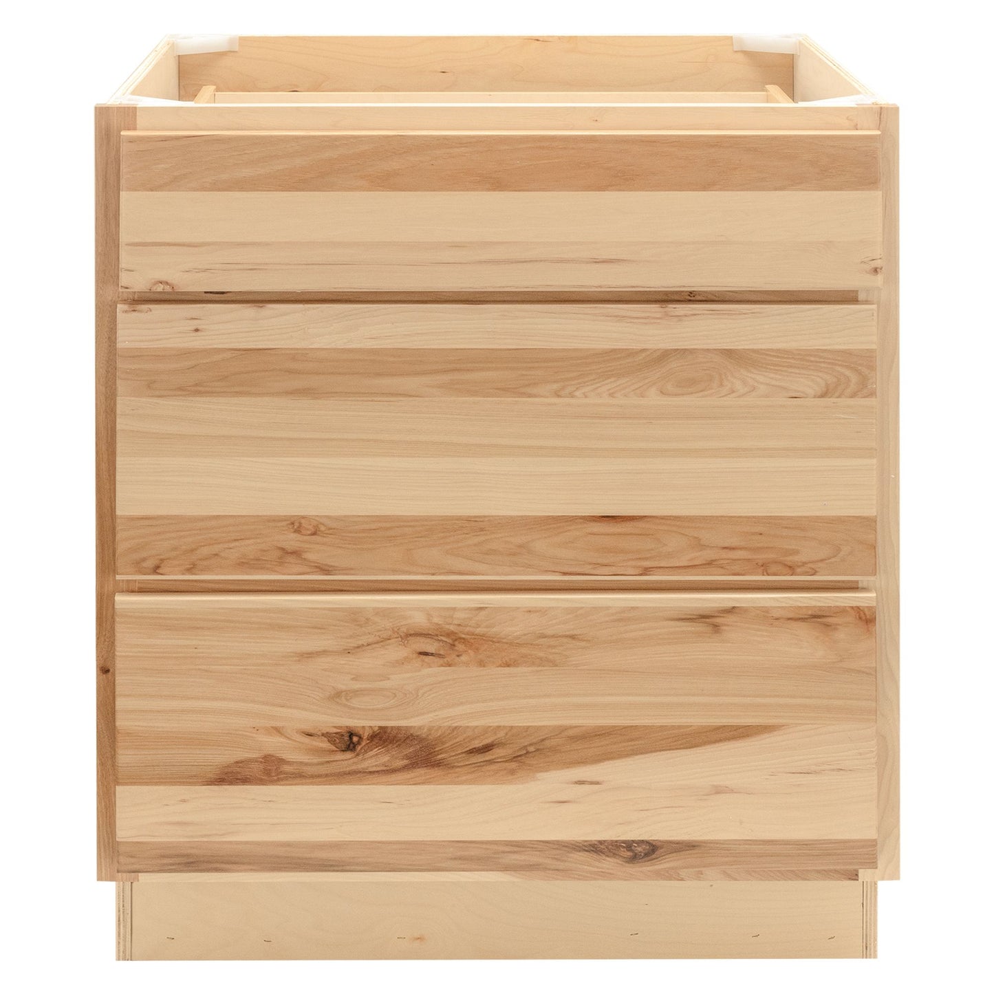 3 Drawer Kitchen Cabinet Raw Hickory Base Cabinet