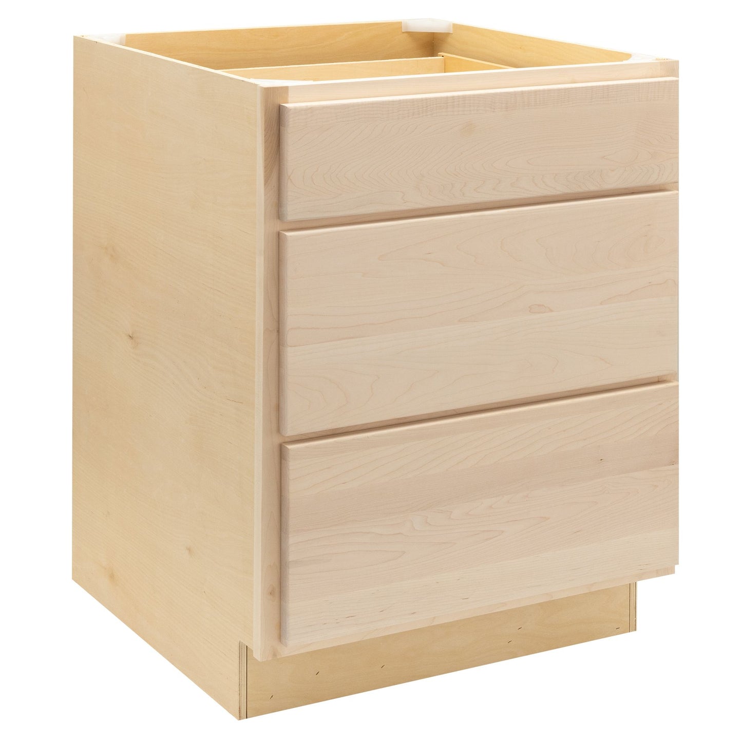3 Drawer Kitchen Cabinet Raw Maple Base Cabinet