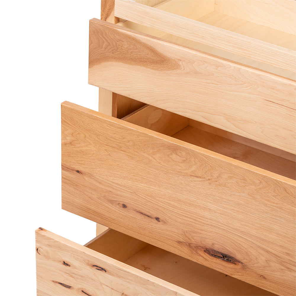 Quicklock RTA (Ready-to-Assemble) Raw Hickory 3 Drawer 36" Pots and Pans Base Cabinet | 36"Wx34.5"Hx24"D