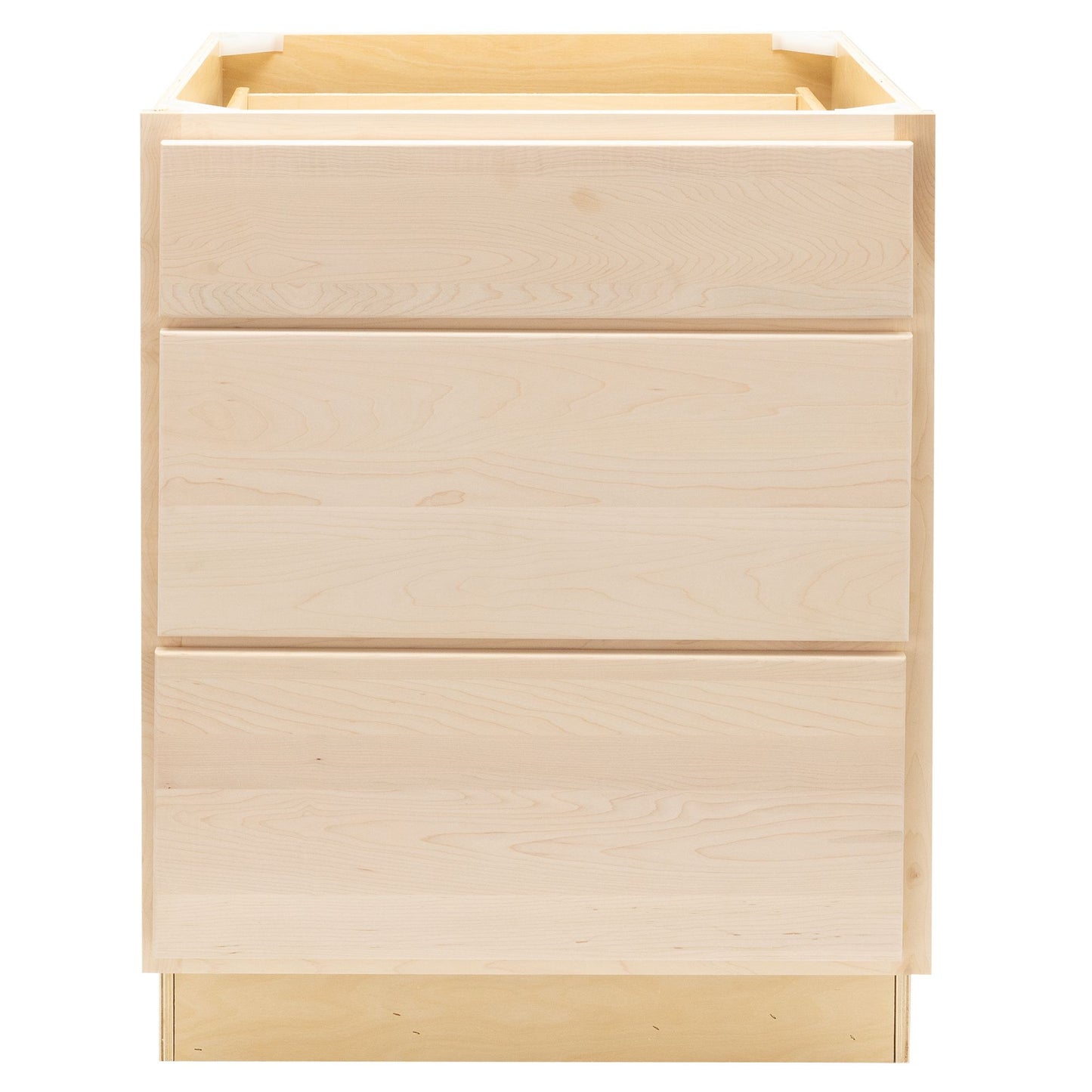 3 Drawer Kitchen Cabinet Raw Maple Base Cabinet