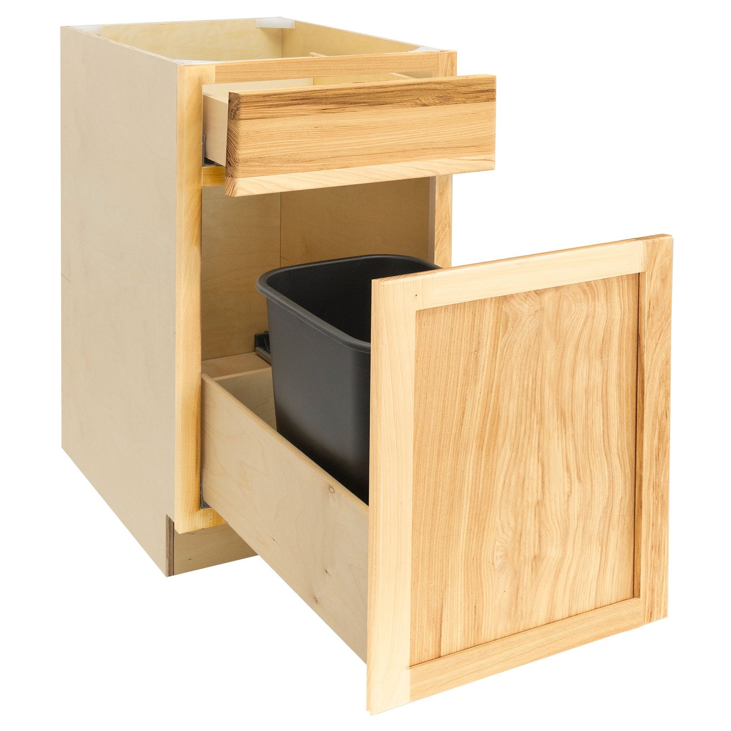 Trash Bin Kitchen Cabinet Rustic Hickory Base Cabinet