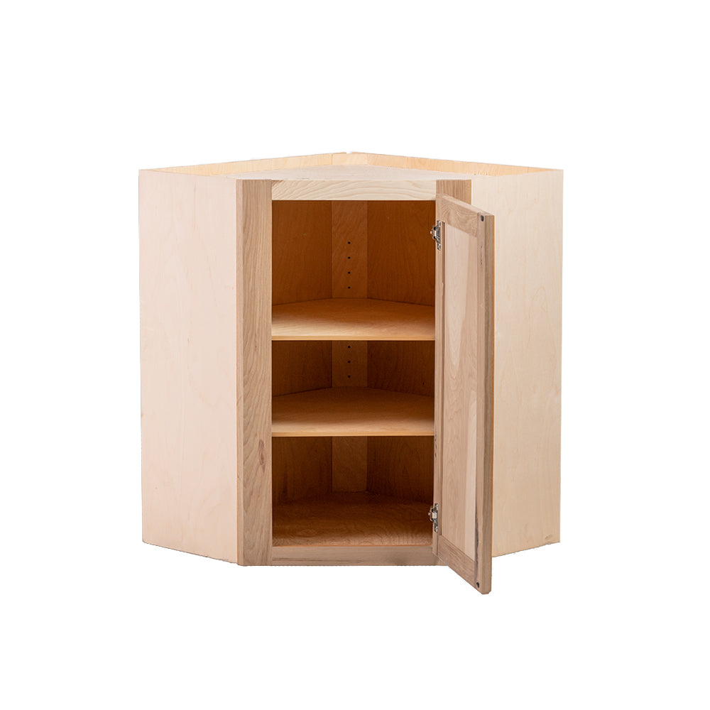 Quicklock RTA - Winding River Collection - Raw Hickory 24"Wx30"Hx12"D Corner Wall cabinet