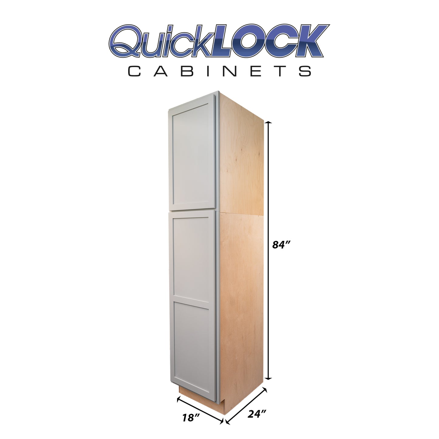 Quicklock RTA (Ready-to-Assemble) Magnetic Grey Pantry Cabinet 18"Wx84"Hx24"D