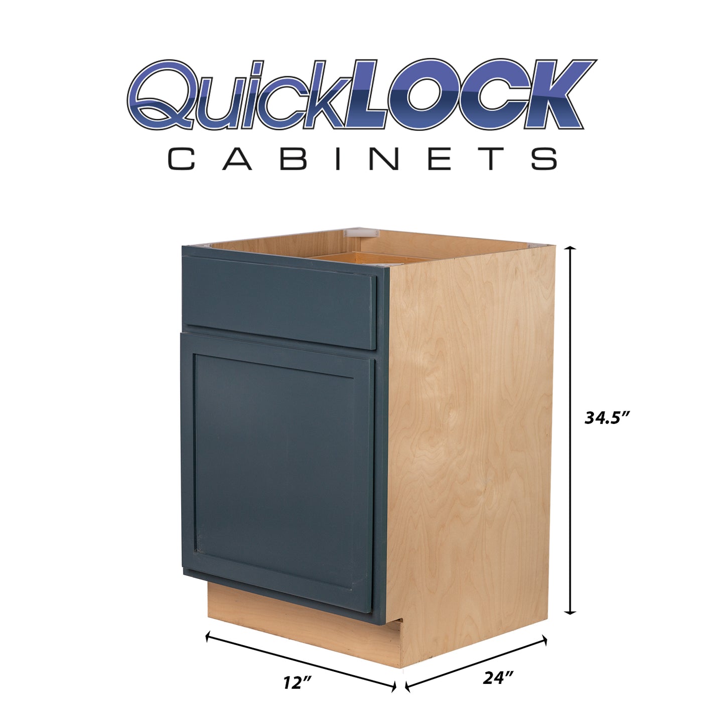 Quicklock RTA (Ready-to-Assemble) Needlepoint Navy Base Cabinet | 12"Wx34.5"Hx24"D
